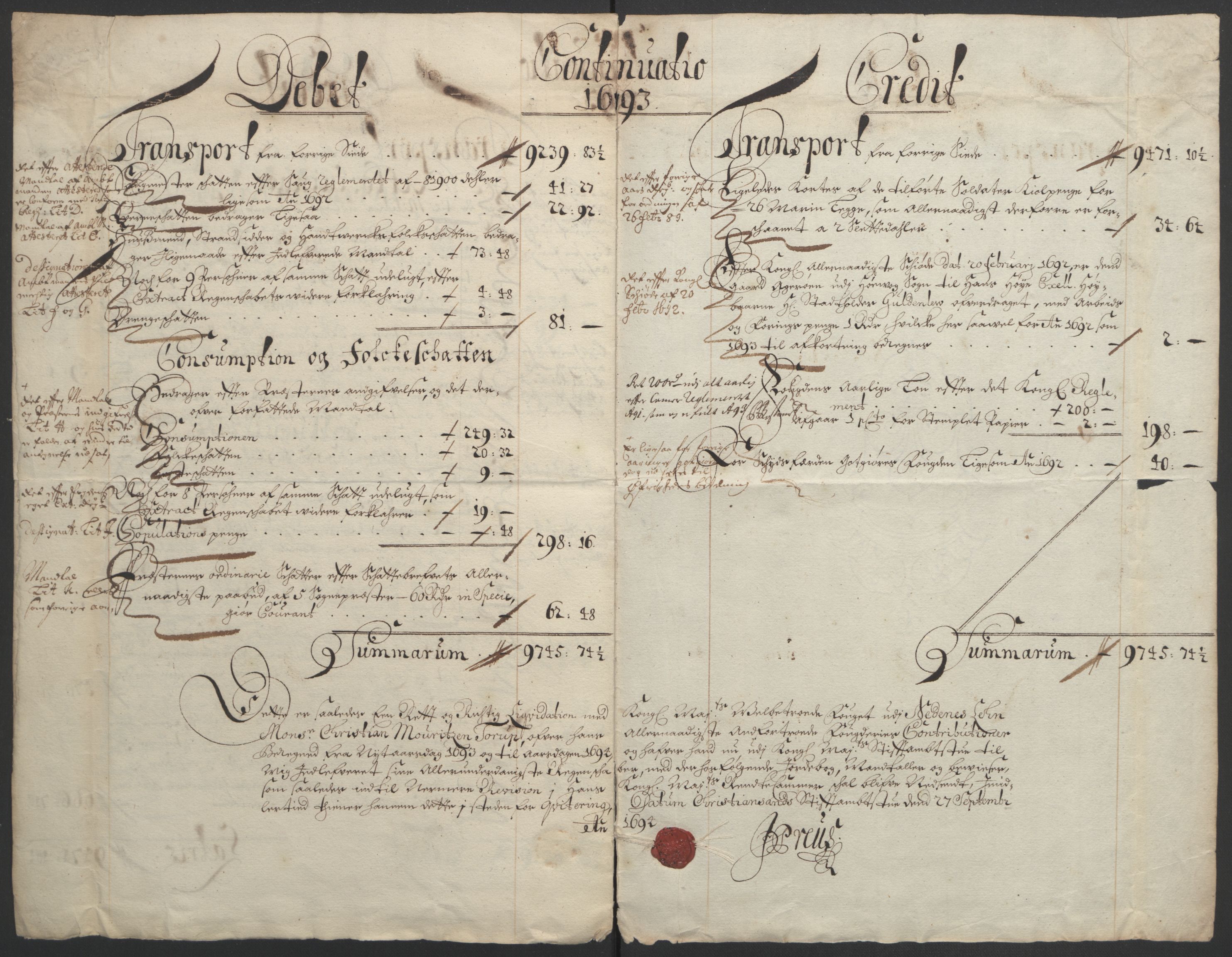 Rentekammeret inntil 1814, Reviderte regnskaper, Fogderegnskap, AV/RA-EA-4092/R39/L2312: Fogderegnskap Nedenes, 1693-1695, p. 10