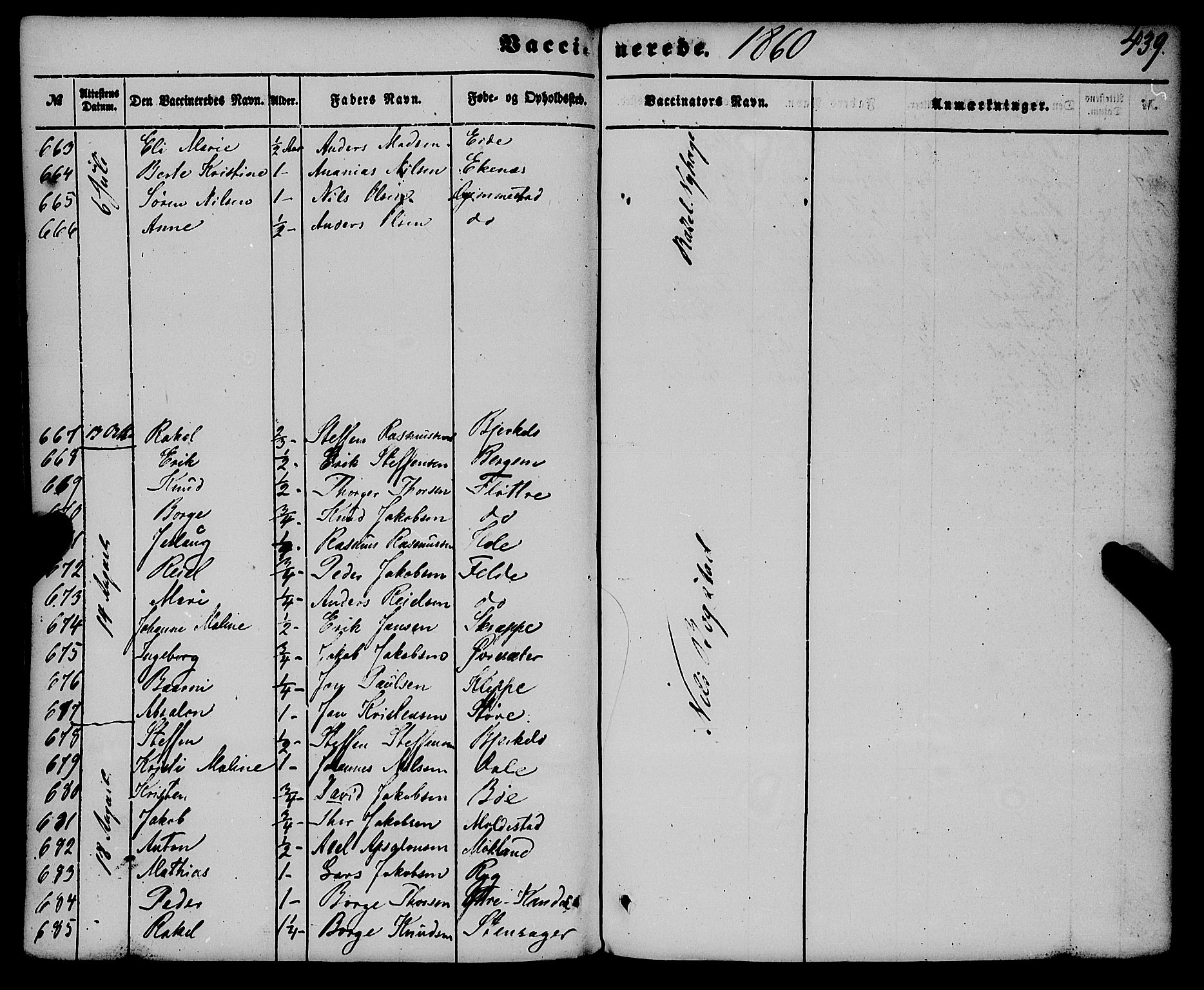 Gloppen sokneprestembete, AV/SAB-A-80101/H/Haa/Haaa/L0009: Parish register (official) no. A 9, 1855-1870, p. 439