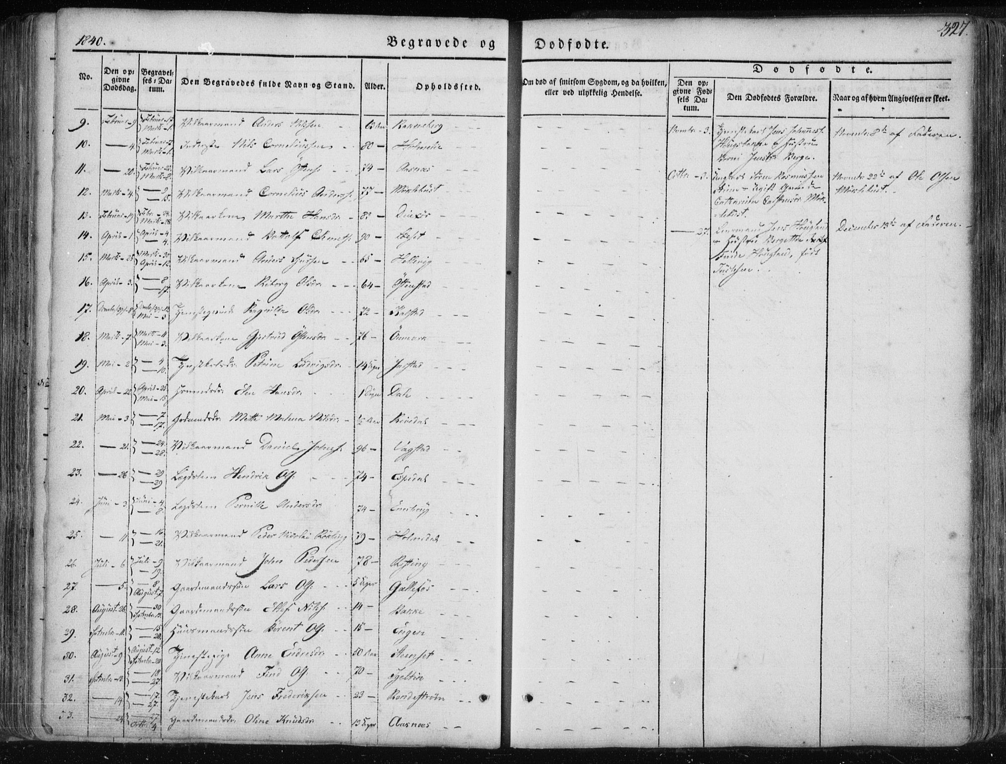 Fjaler sokneprestembete, SAB/A-79801/H/Haa/Haaa/L0006: Parish register (official) no. A 6, 1835-1884, p. 327