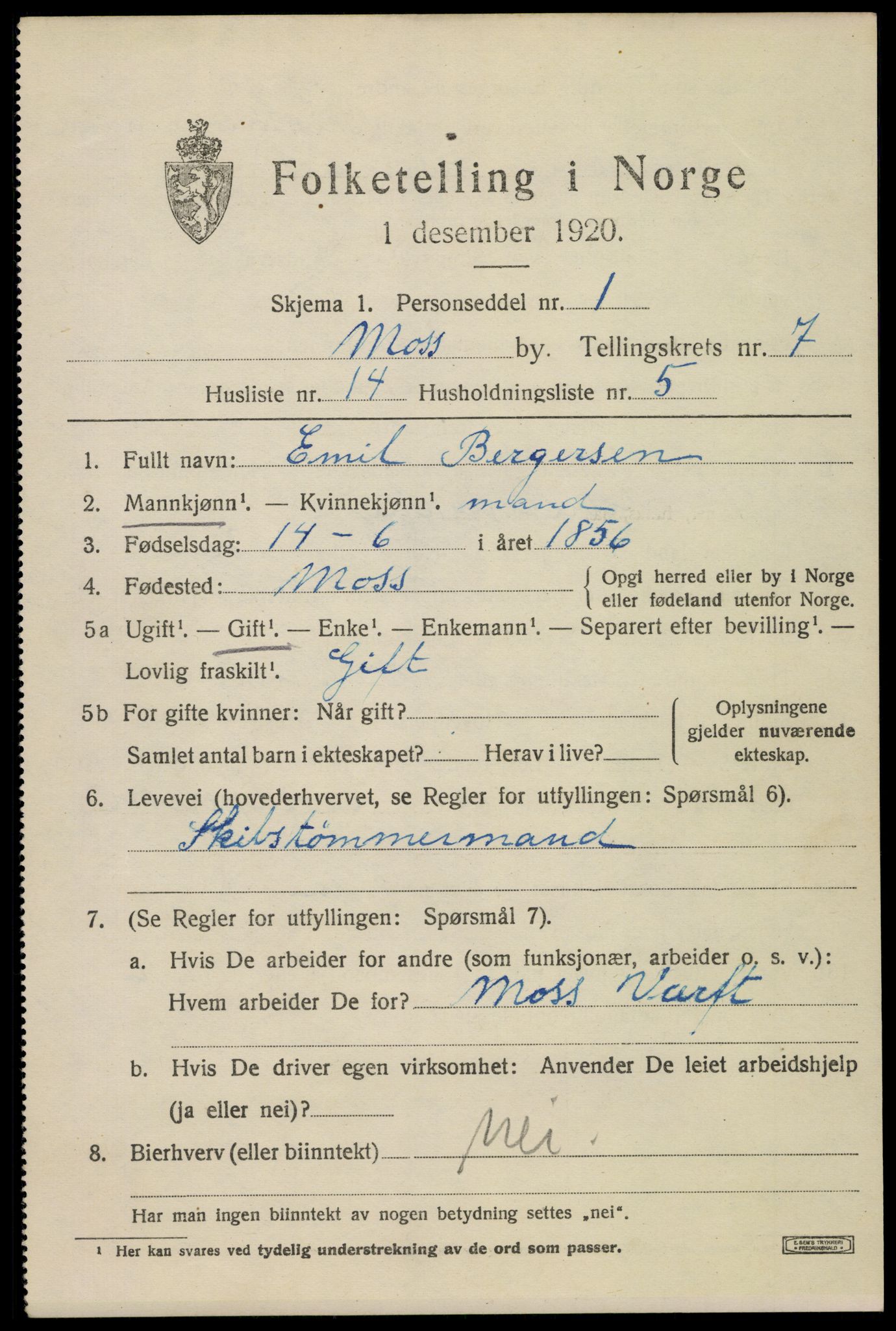 SAO, 1920 census for Moss, 1920, p. 19813