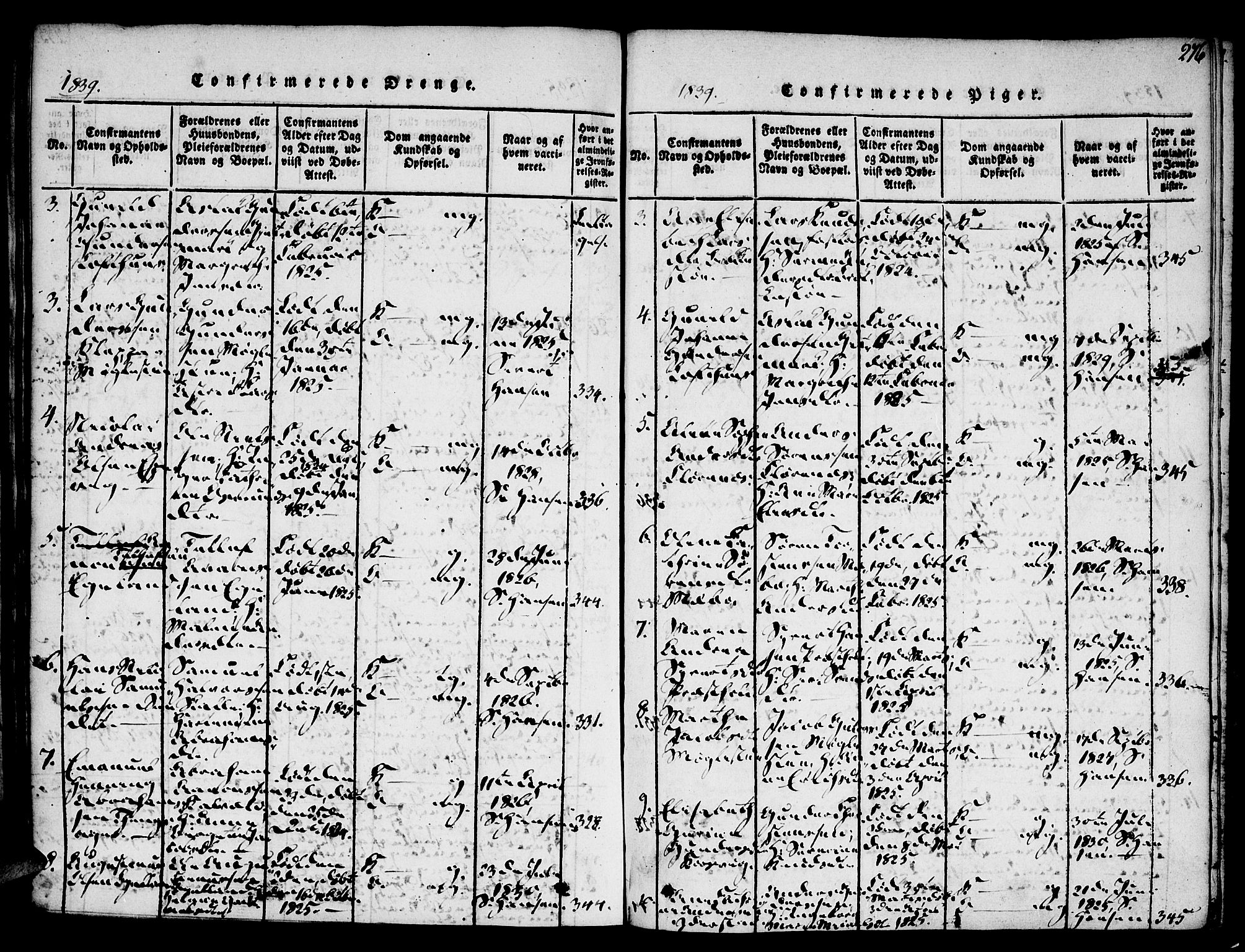 Vestre Moland sokneprestkontor, AV/SAK-1111-0046/F/Fa/Fab/L0003: Parish register (official) no. A 3, 1816-1843, p. 276