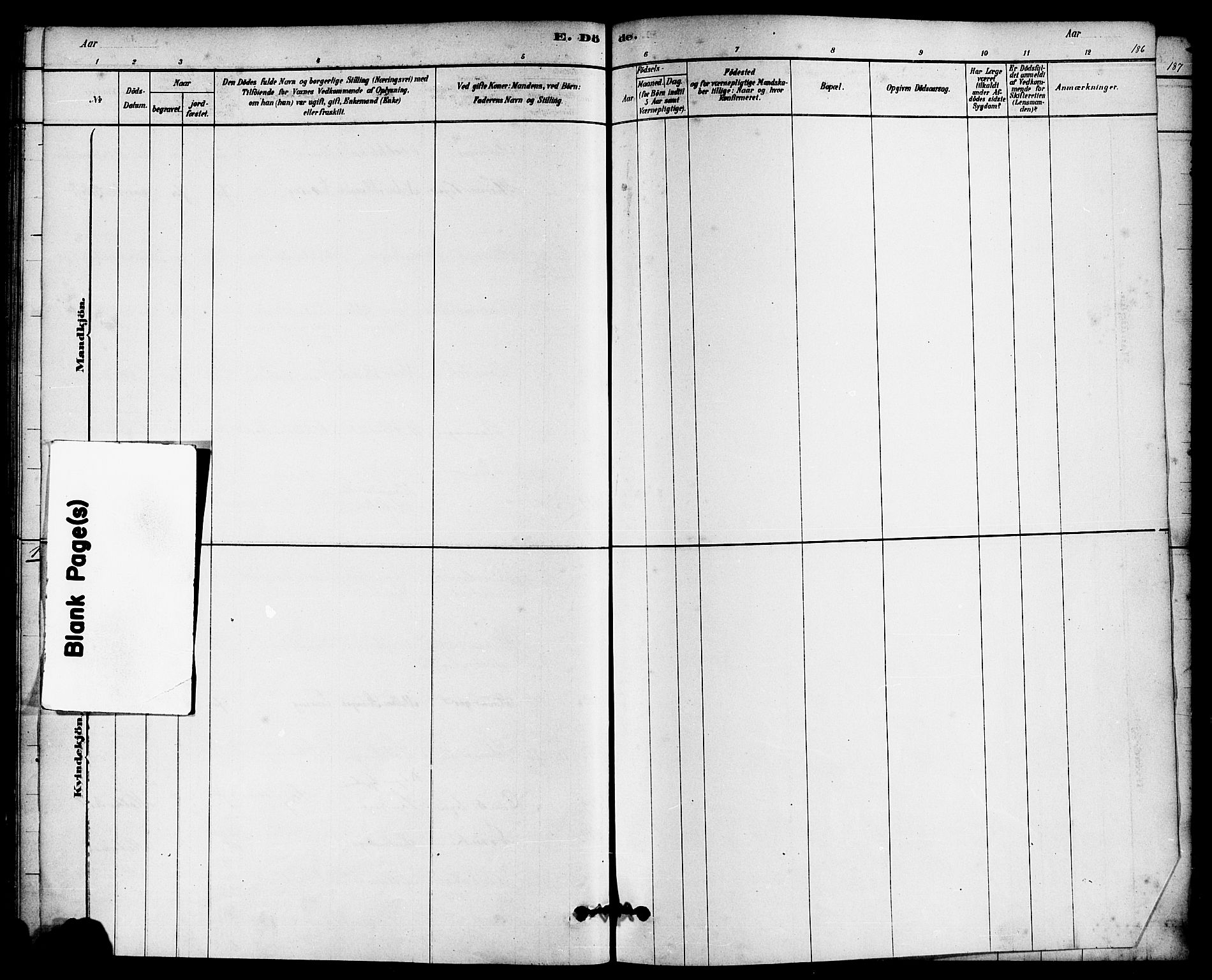 Domkirken sokneprestkontor, SAST/A-101812/001/30/30BA/L0027: Parish register (official) no. A 26, 1878-1896, p. 186