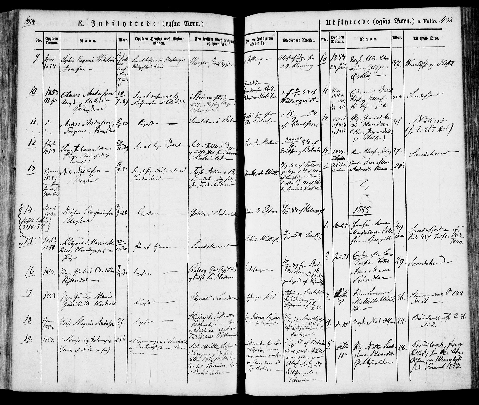 Tjølling kirkebøker, SAKO/A-60/F/Fa/L0006: Parish register (official) no. 6, 1835-1859, p. 438
