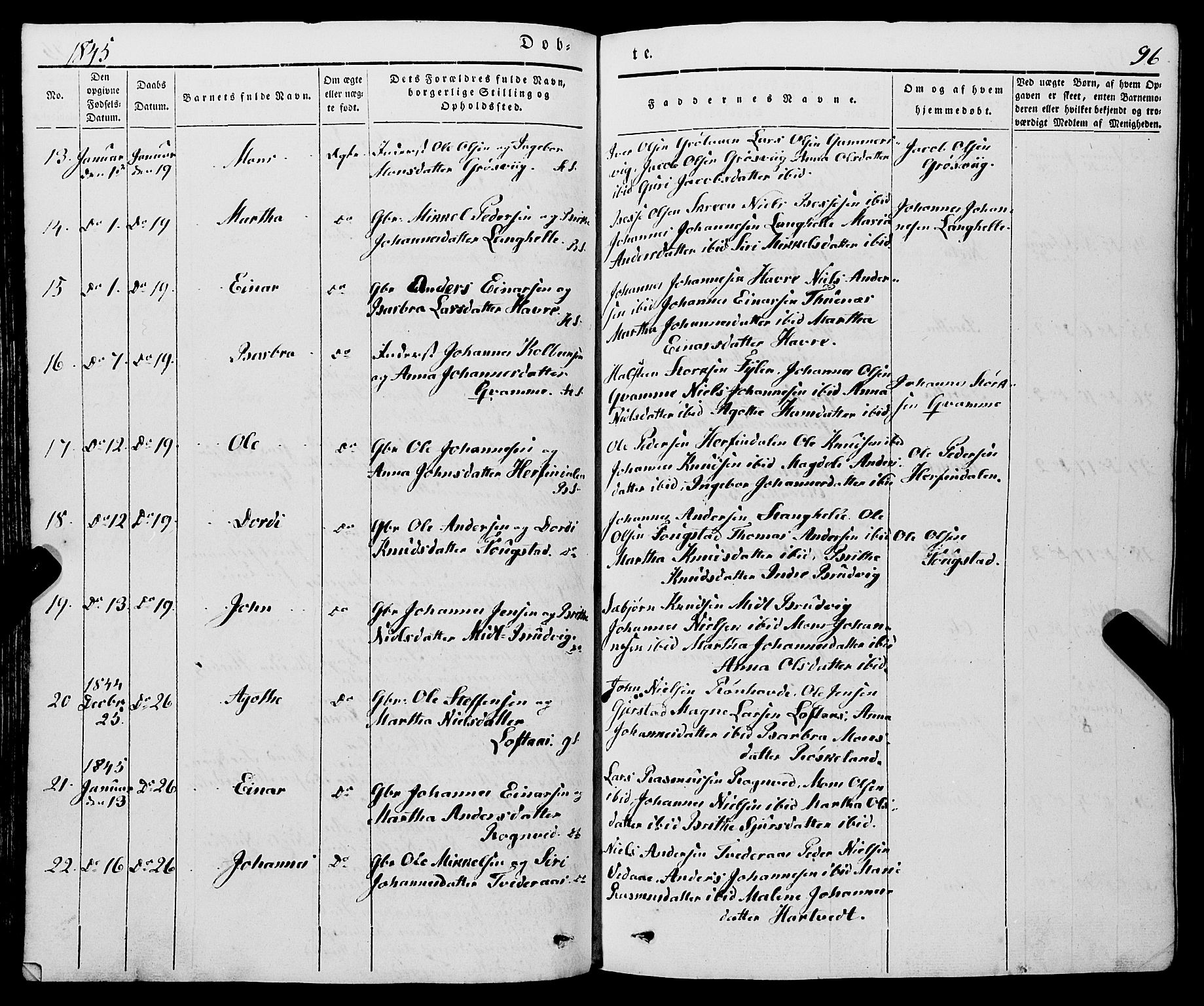 Haus sokneprestembete, AV/SAB-A-75601/H/Haa: Parish register (official) no. A 15, 1838-1847, p. 96