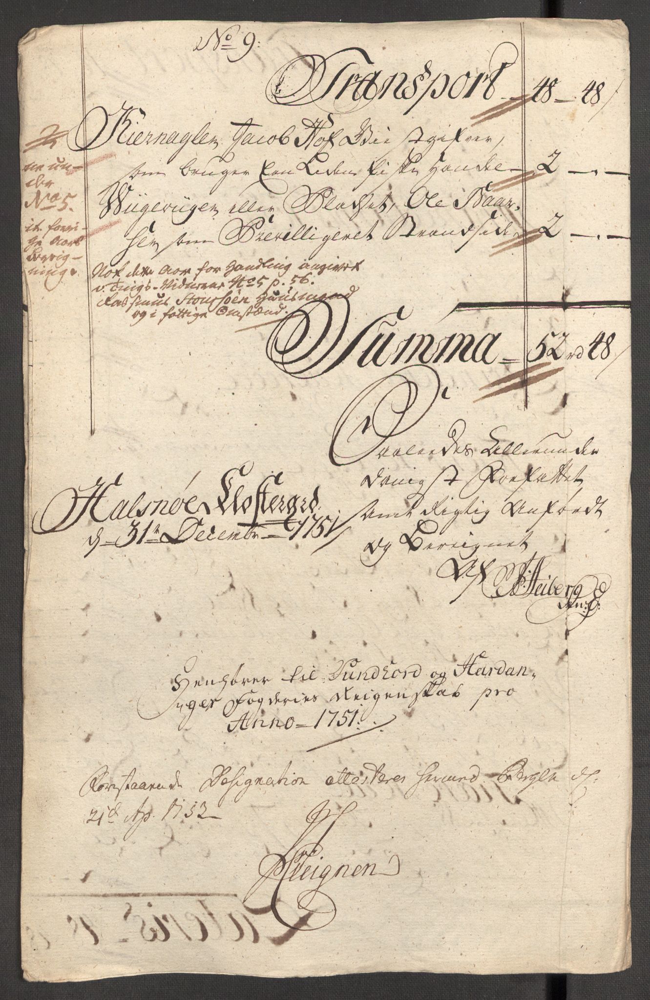 Rentekammeret inntil 1814, Reviderte regnskaper, Fogderegnskap, RA/EA-4092/R48/L3056: Fogderegnskap Sunnhordland og Hardanger, 1751, p. 143