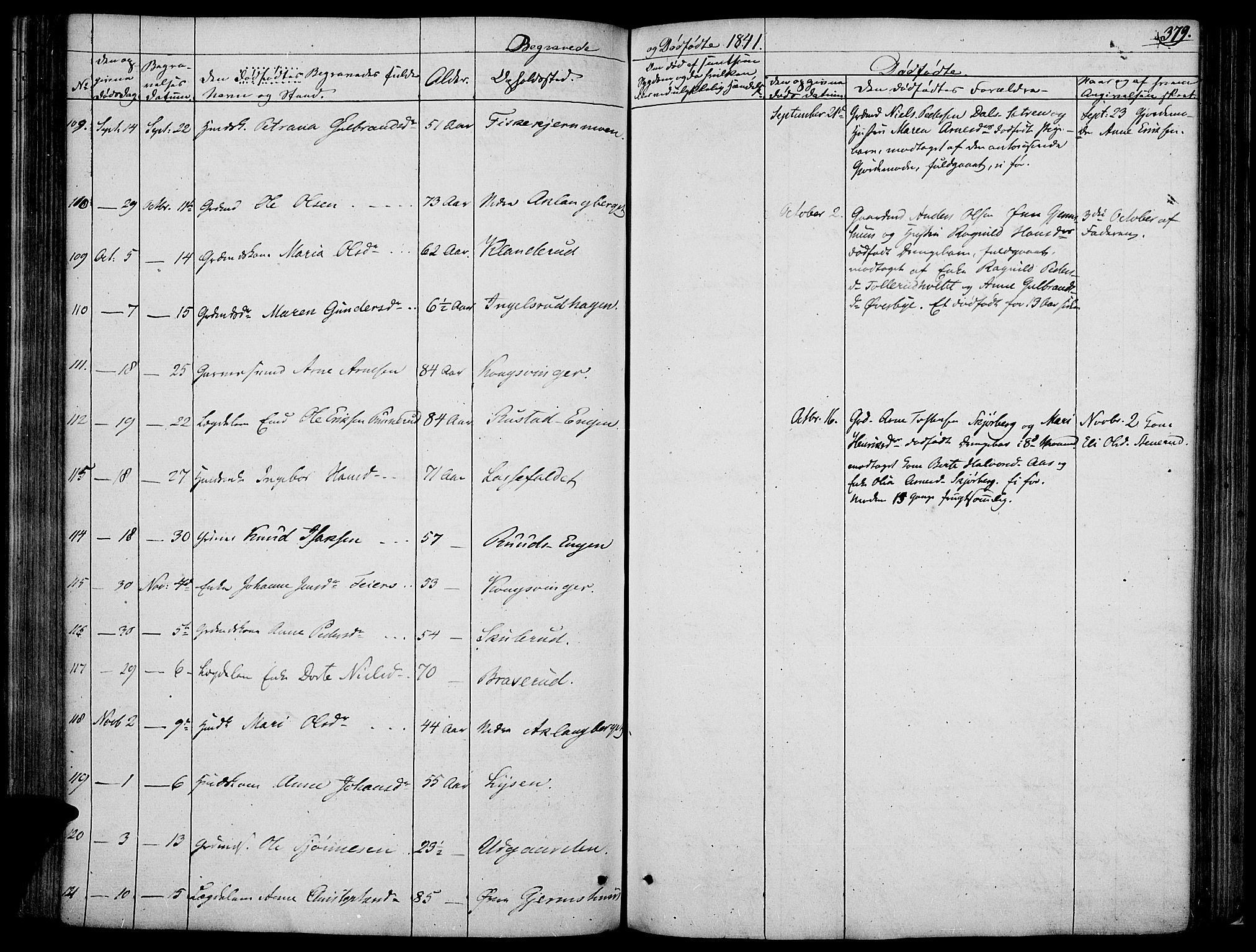 Vinger prestekontor, AV/SAH-PREST-024/H/Ha/Haa/L0008: Parish register (official) no. 8, 1839-1847, p. 379