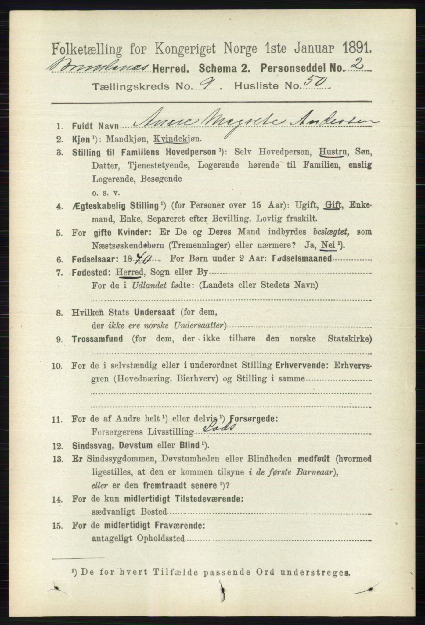 RA, 1891 census for 0726 Brunlanes, 1891, p. 4386