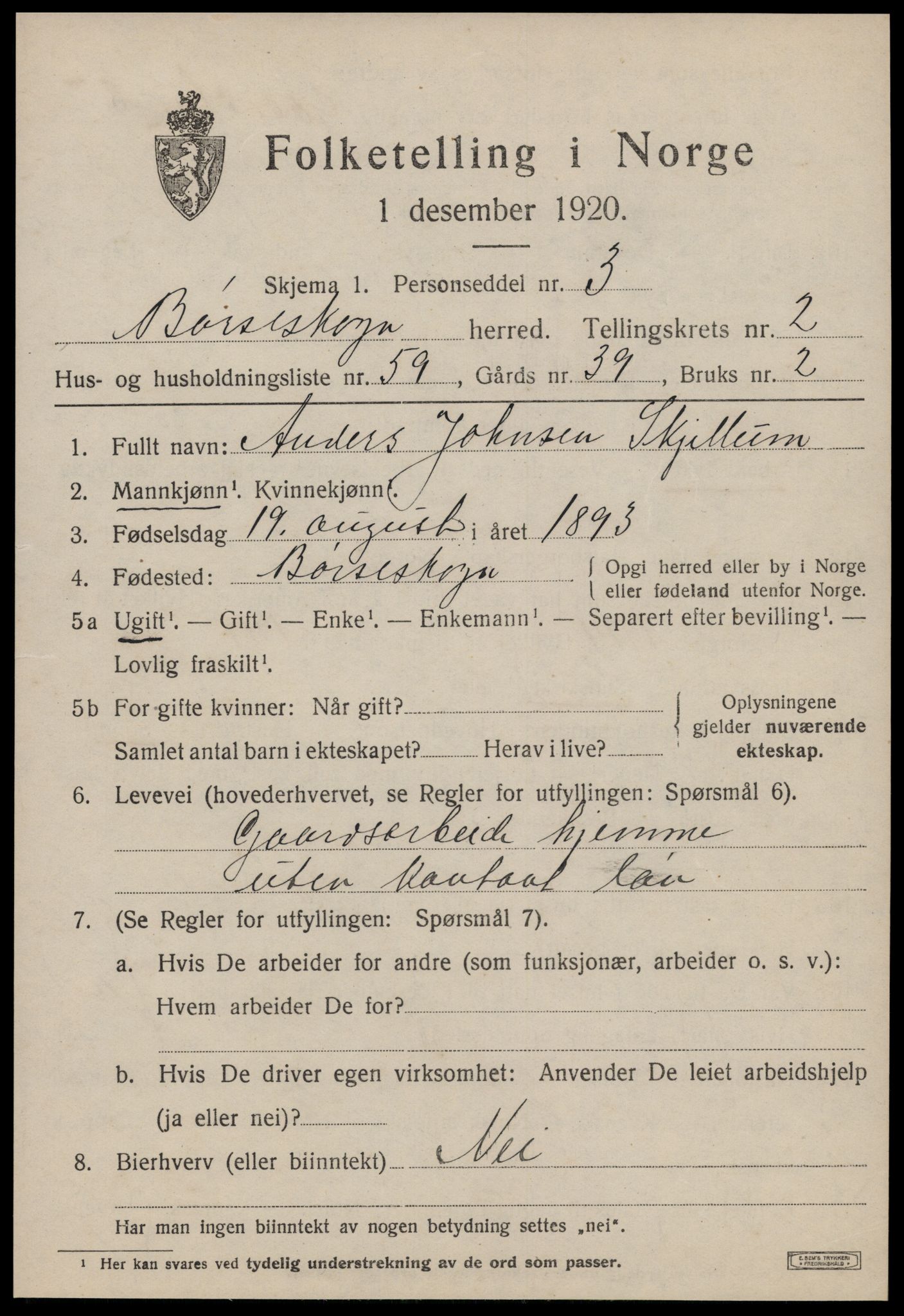 SAT, 1920 census for Børseskogn, 1920, p. 1928