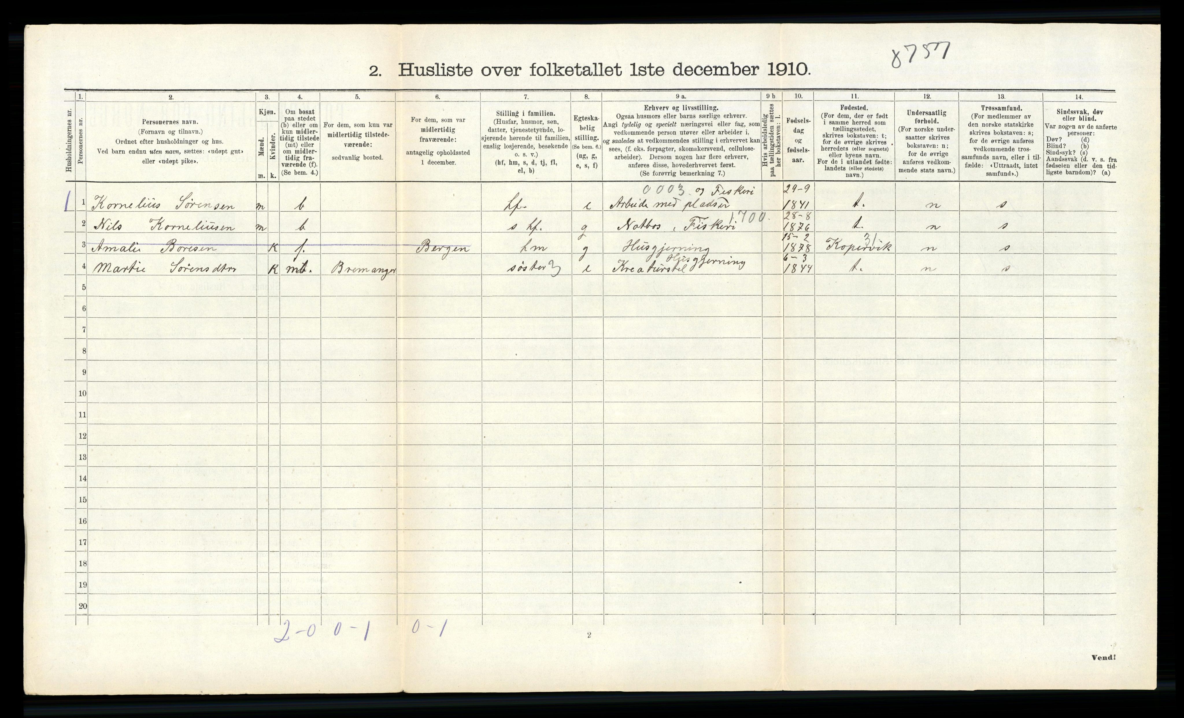 RA, 1910 census for Kinn, 1910, p. 163