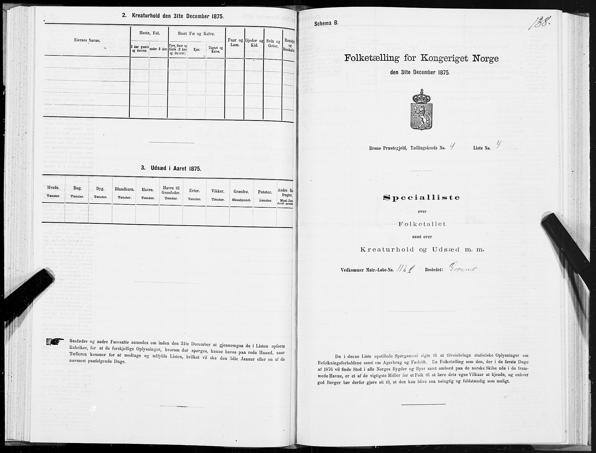 SAT, 1875 census for 1814P Brønnøy, 1875, p. 2138