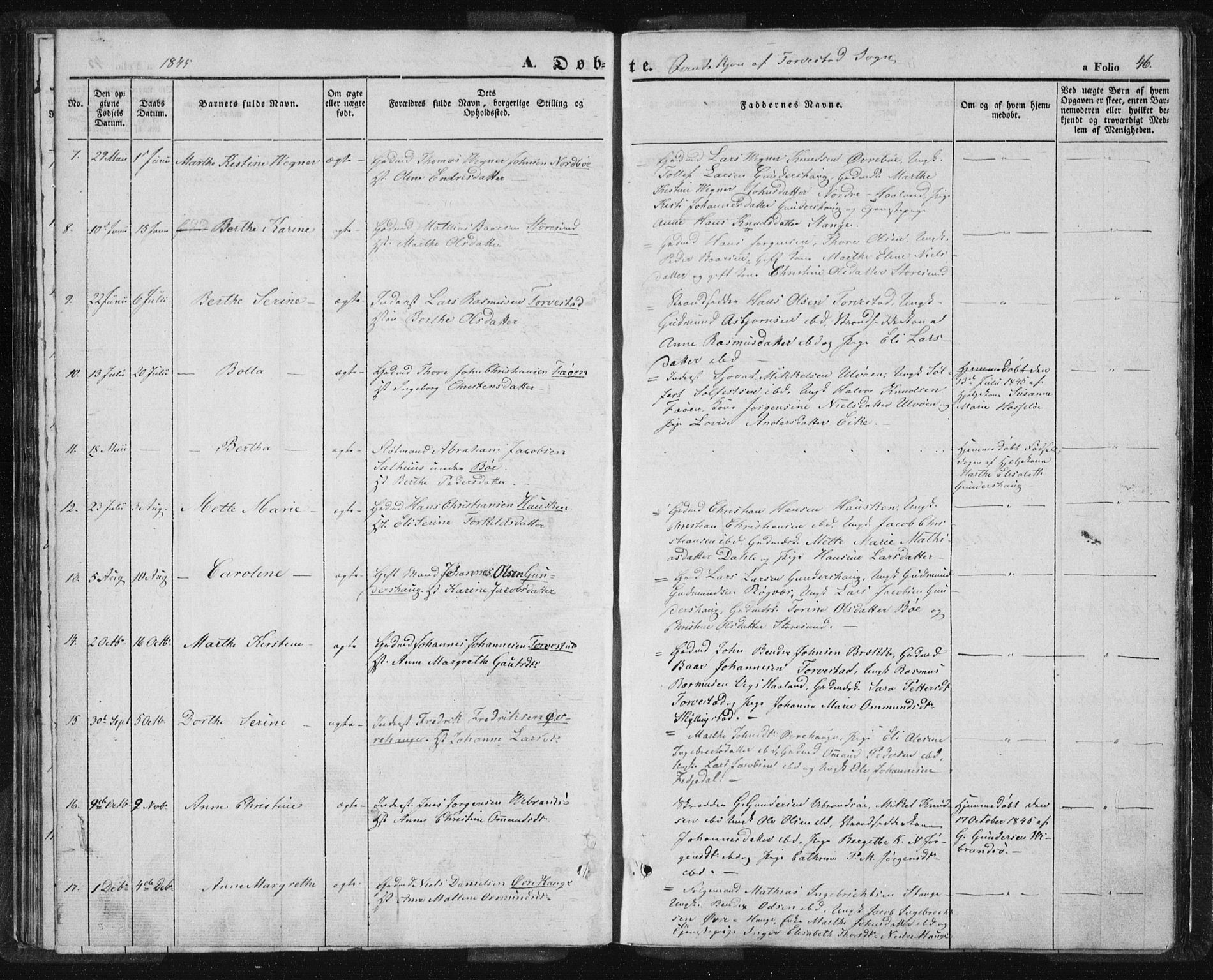 Torvastad sokneprestkontor, AV/SAST-A -101857/H/Ha/Haa/L0005: Parish register (official) no. A 5, 1836-1847, p. 46