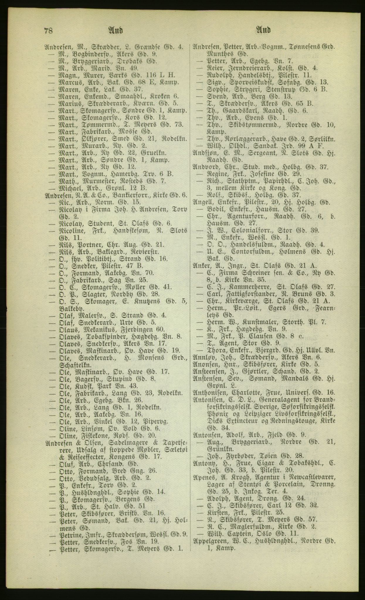 Kristiania/Oslo adressebok, PUBL/-, 1880, p. 78