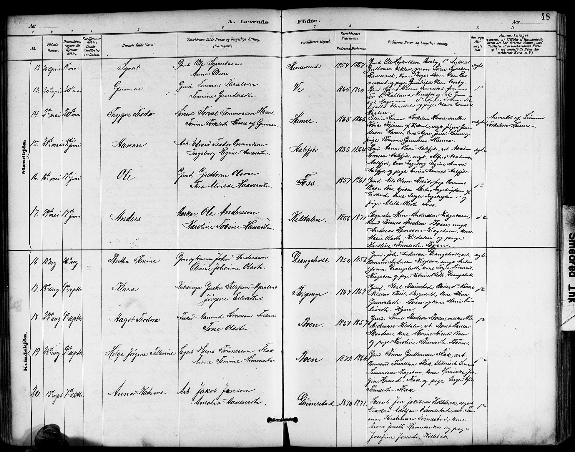 Tveit sokneprestkontor, AV/SAK-1111-0043/F/Fb/L0004: Parish register (copy) no. B 4, 1887-1914, p. 48