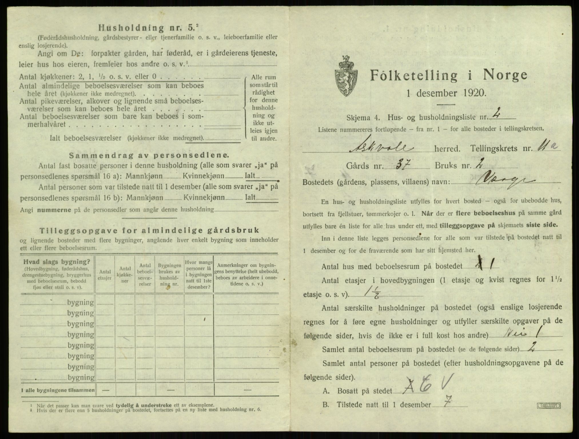 SAB, 1920 census for Askvoll, 1920, p. 556