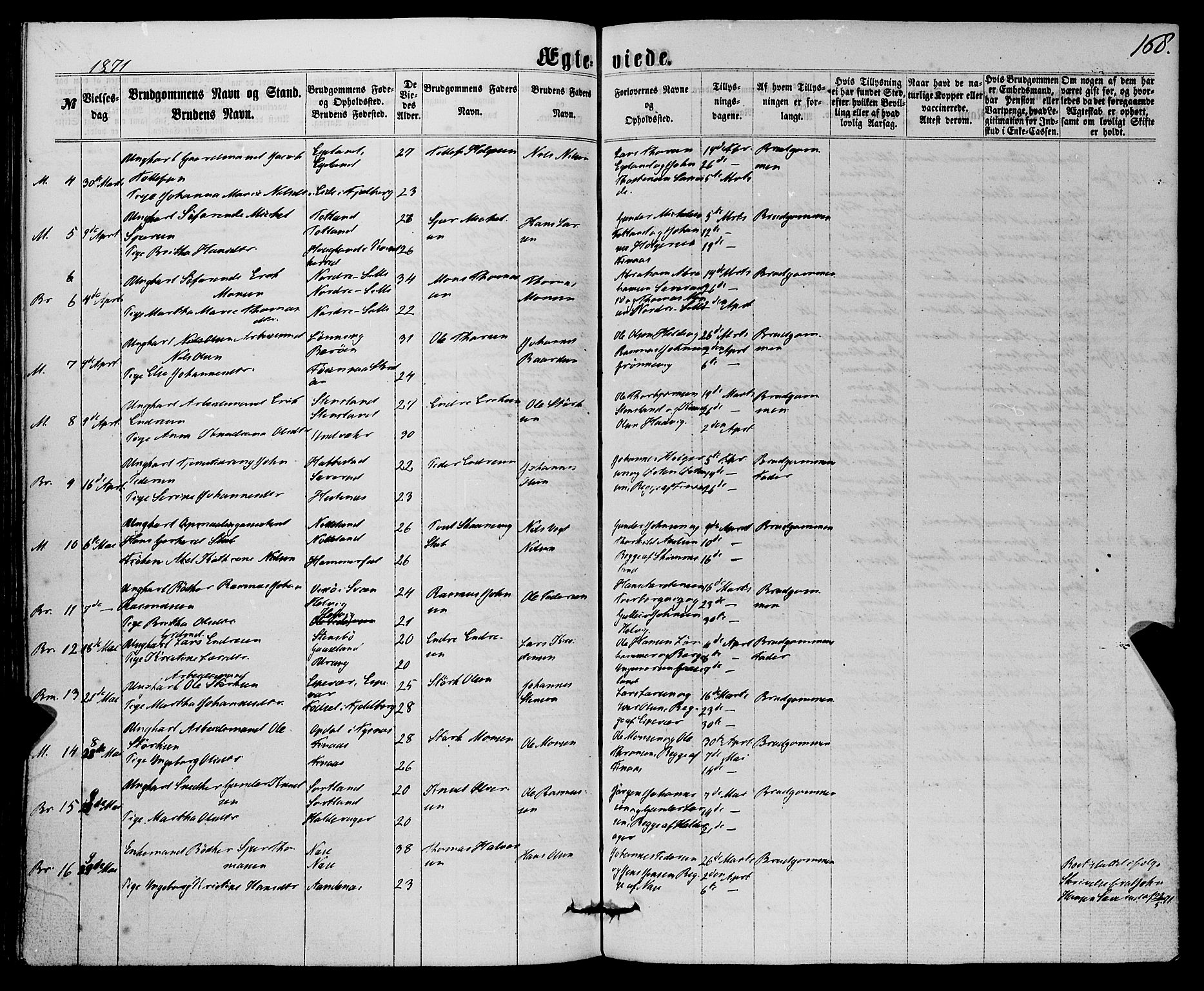 Finnås sokneprestembete, SAB/A-99925/H/Ha/Haa/Haaa/L0008: Parish register (official) no. A 8, 1863-1872, p. 168