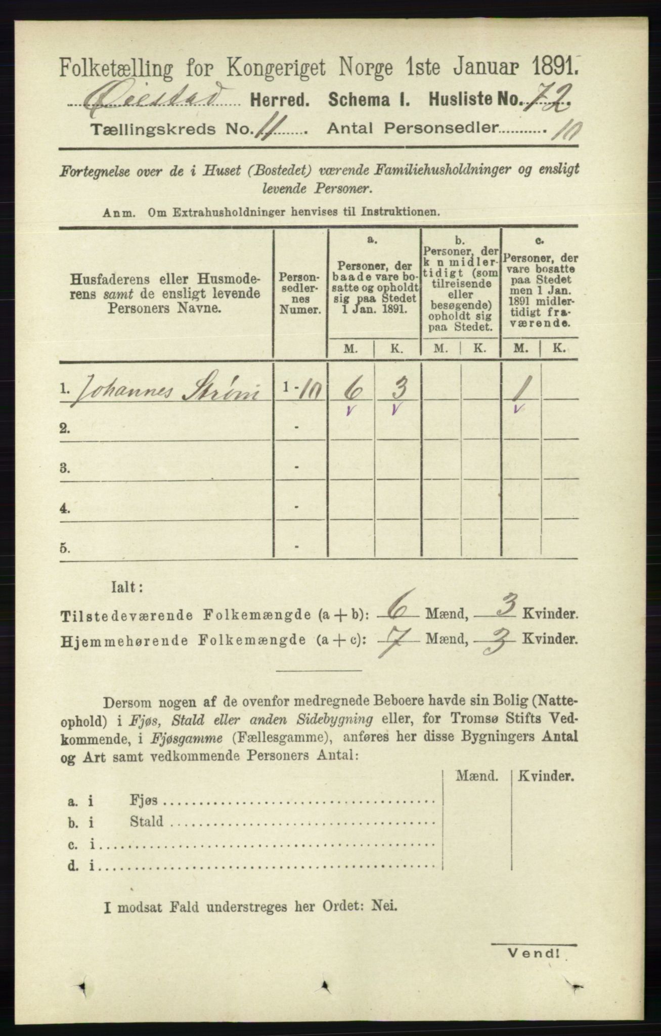 RA, 1891 census for 0920 Øyestad, 1891, p. 4800