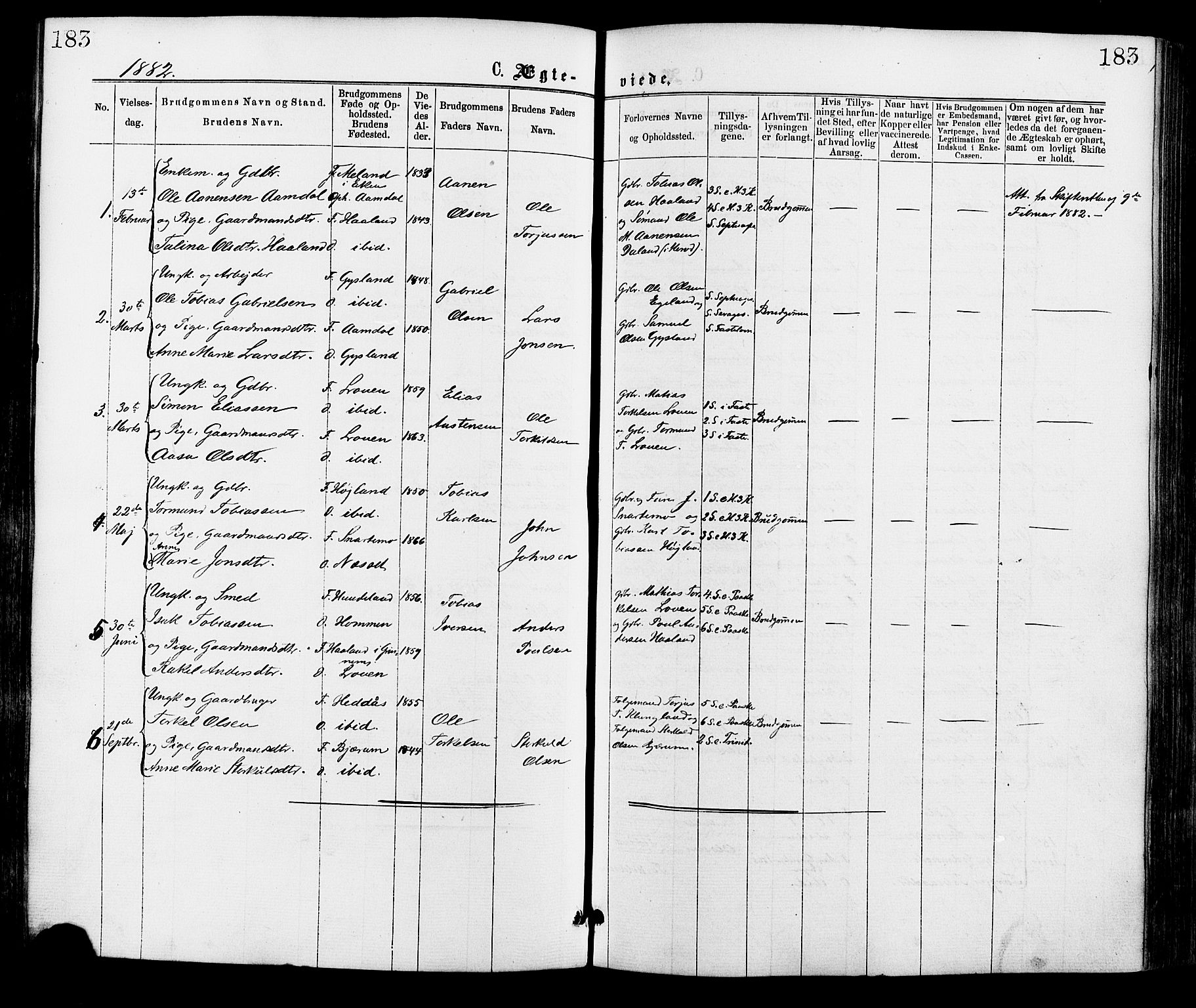 Hægebostad sokneprestkontor, AV/SAK-1111-0024/F/Fa/Faa/L0005: Parish register (official) no. A 5, 1864-1886, p. 183