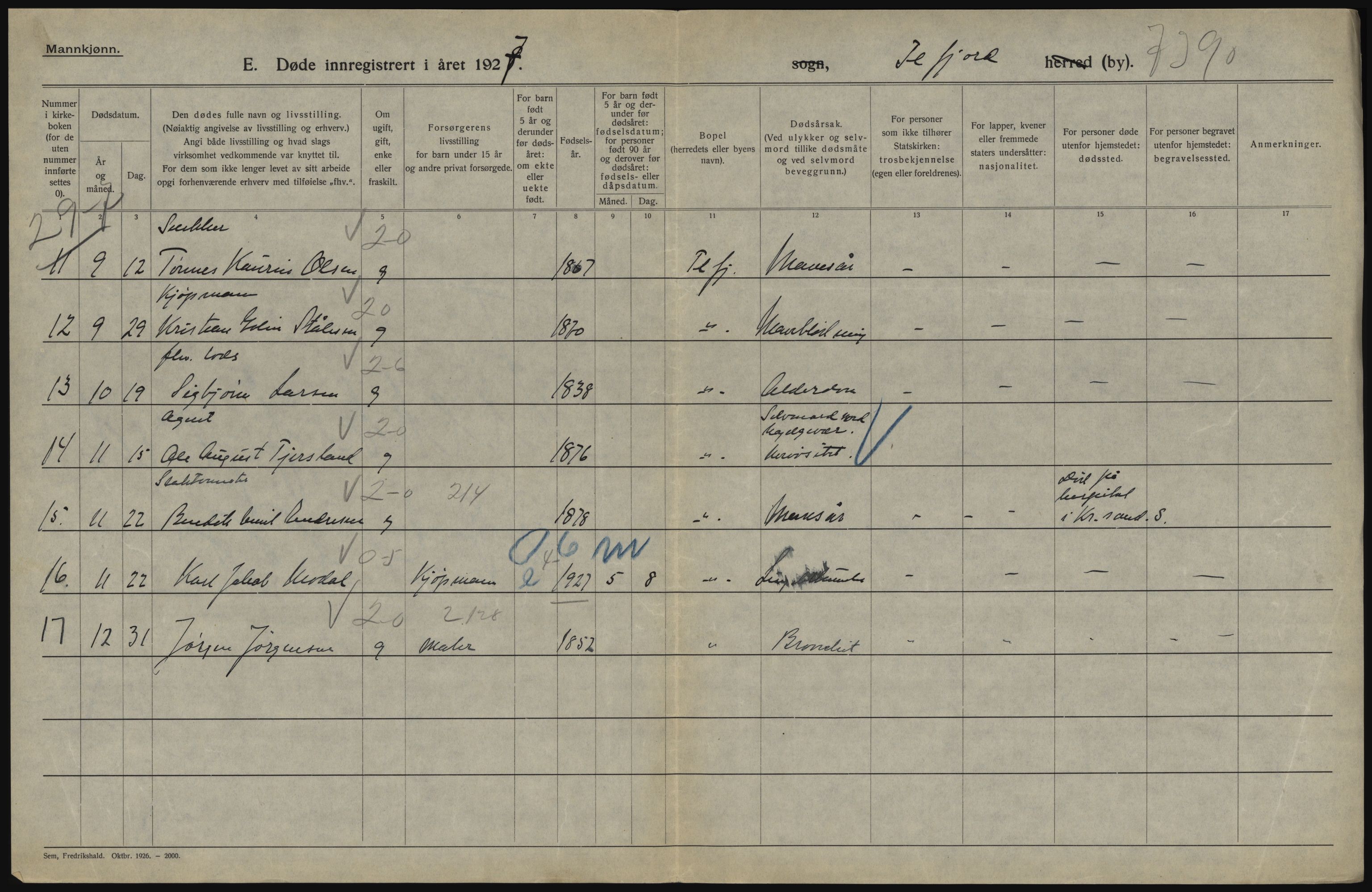 Statistisk sentralbyrå, Sosiodemografiske emner, Befolkning, AV/RA-S-2228/D/Df/Dfc/Dfcg/L0022: Vest-Agder fylke: Levendefødte menn og kvinner, gifte, døde, dødfødte. bygder og byer., 1927, p. 560