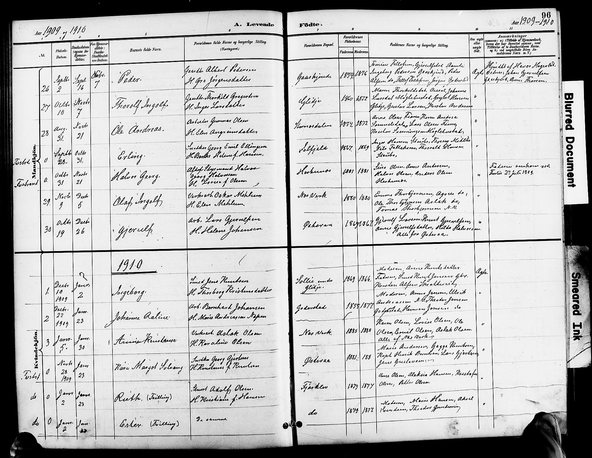 Holt sokneprestkontor, SAK/1111-0021/F/Fb/L0011: Parish register (copy) no. B 11, 1897-1921, p. 96