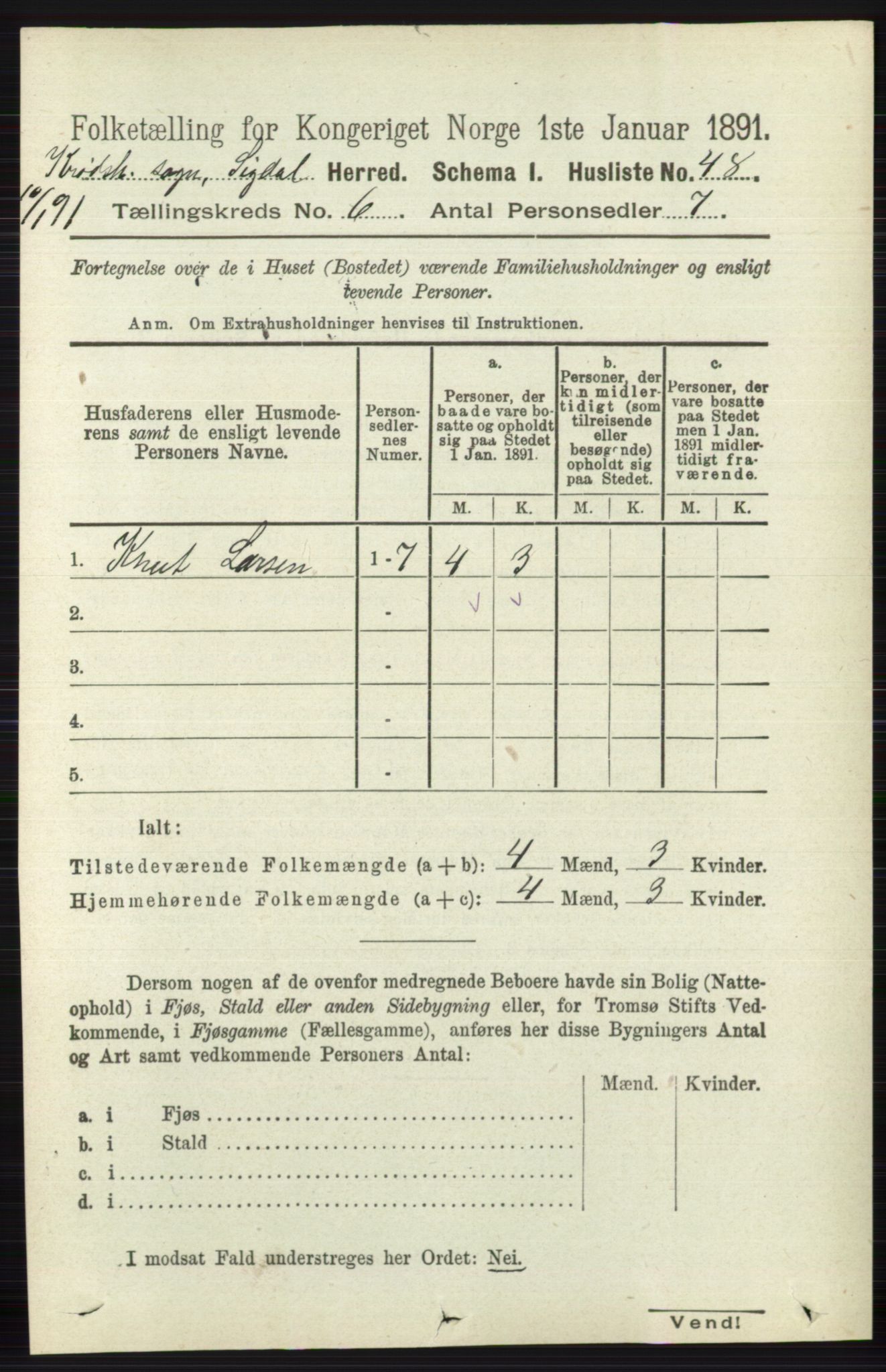 RA, 1891 census for 0621 Sigdal, 1891, p. 6627