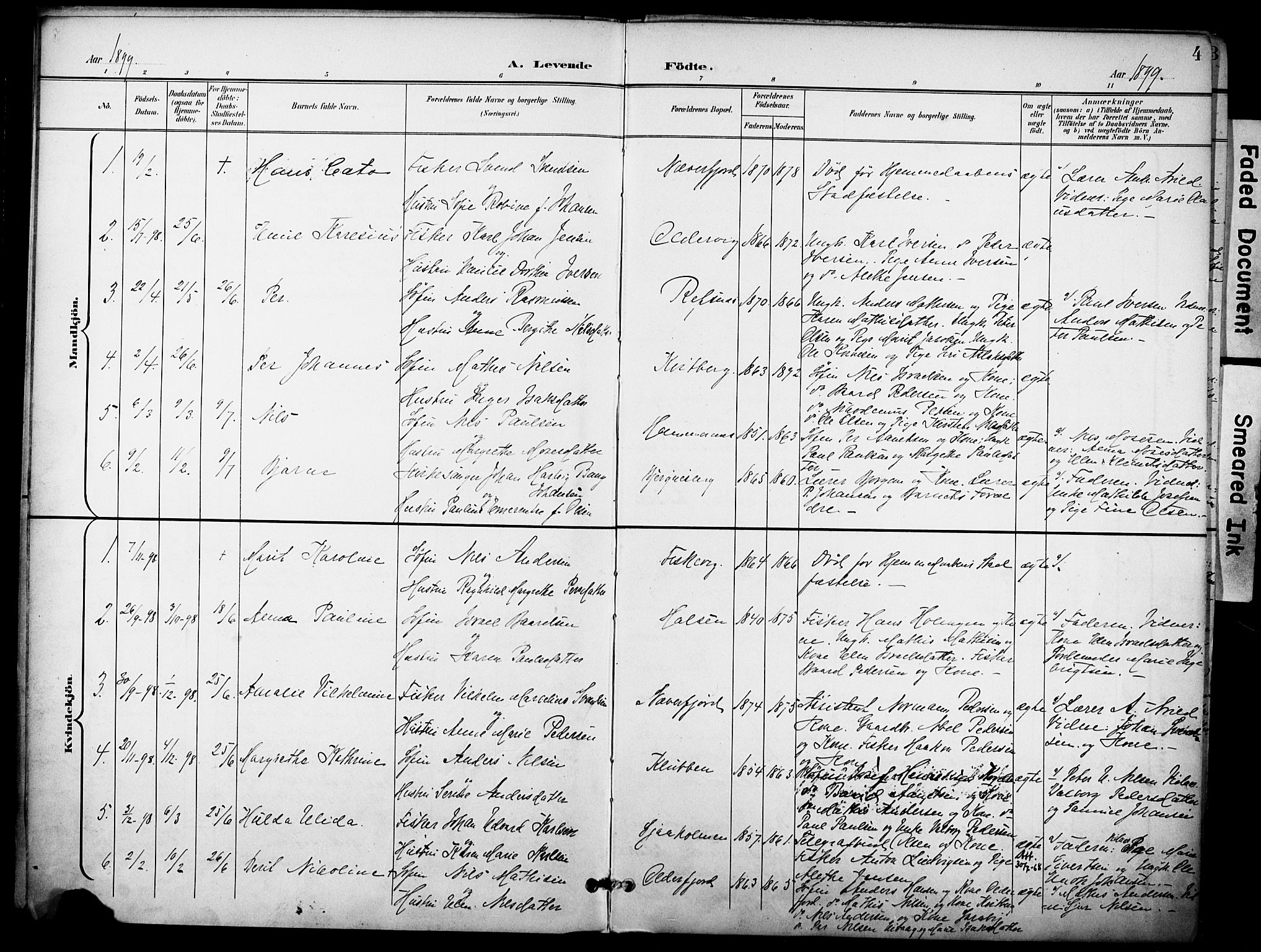 Hammerfest sokneprestkontor, SATØ/S-1347/H/Ha/L0012.kirke: Parish register (official) no. 12, 1898-1908, p. 4