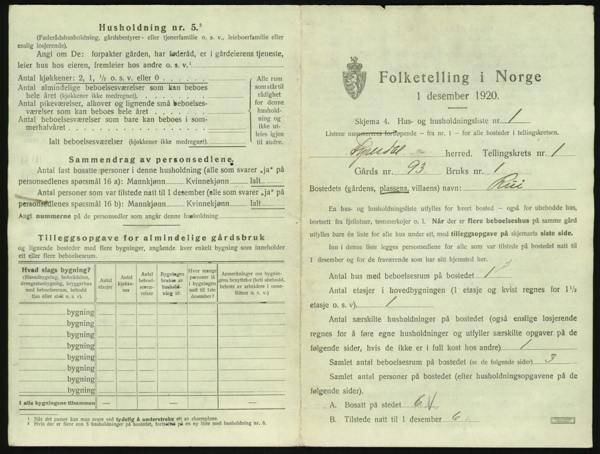 SAKO, 1920 census for Fyresdal, 1920, p. 51