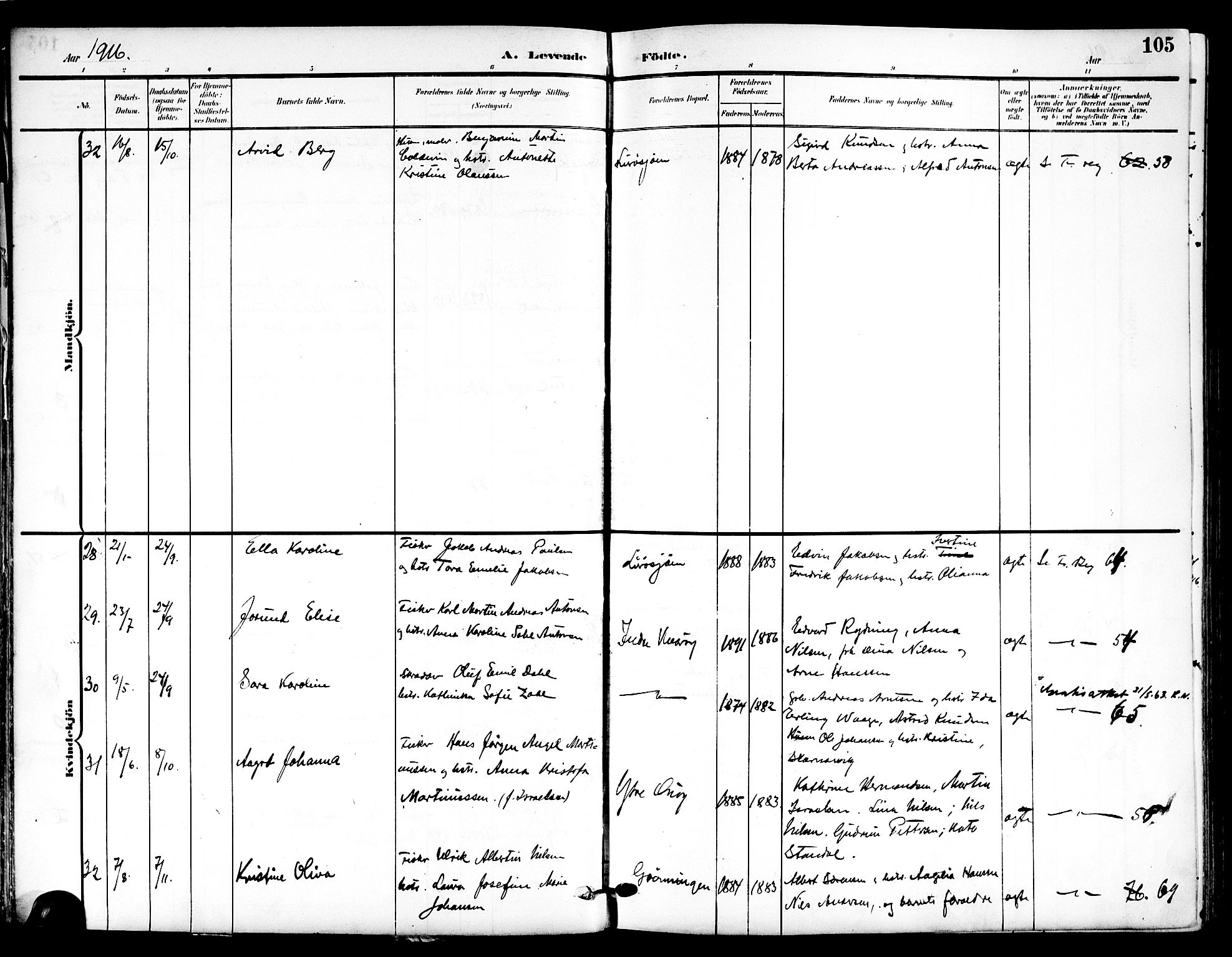 Ministerialprotokoller, klokkerbøker og fødselsregistre - Nordland, AV/SAT-A-1459/839/L0569: Parish register (official) no. 839A06, 1903-1922, p. 105