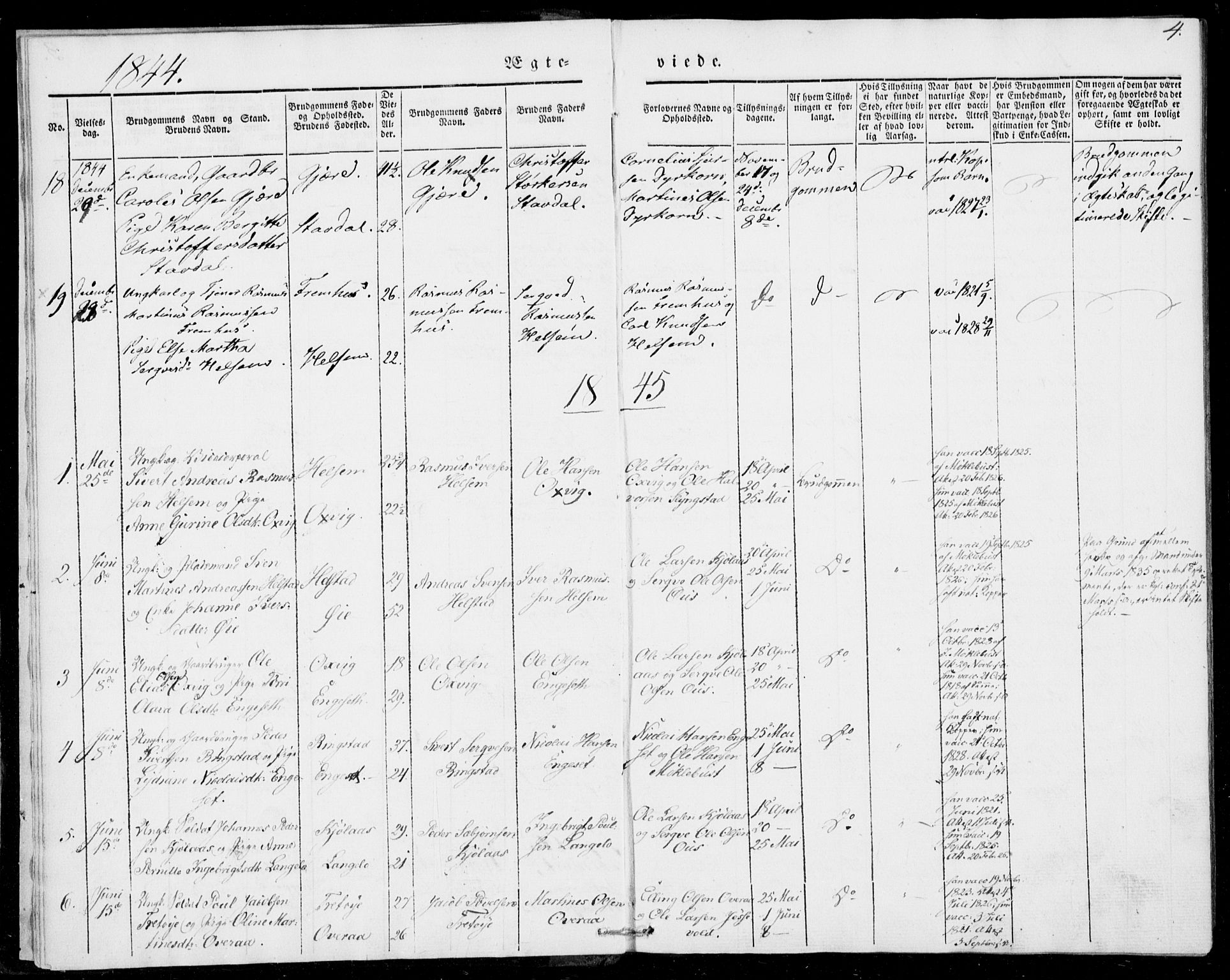 Ministerialprotokoller, klokkerbøker og fødselsregistre - Møre og Romsdal, AV/SAT-A-1454/520/L0276: Parish register (official) no. 520A06, 1844-1881, p. 4