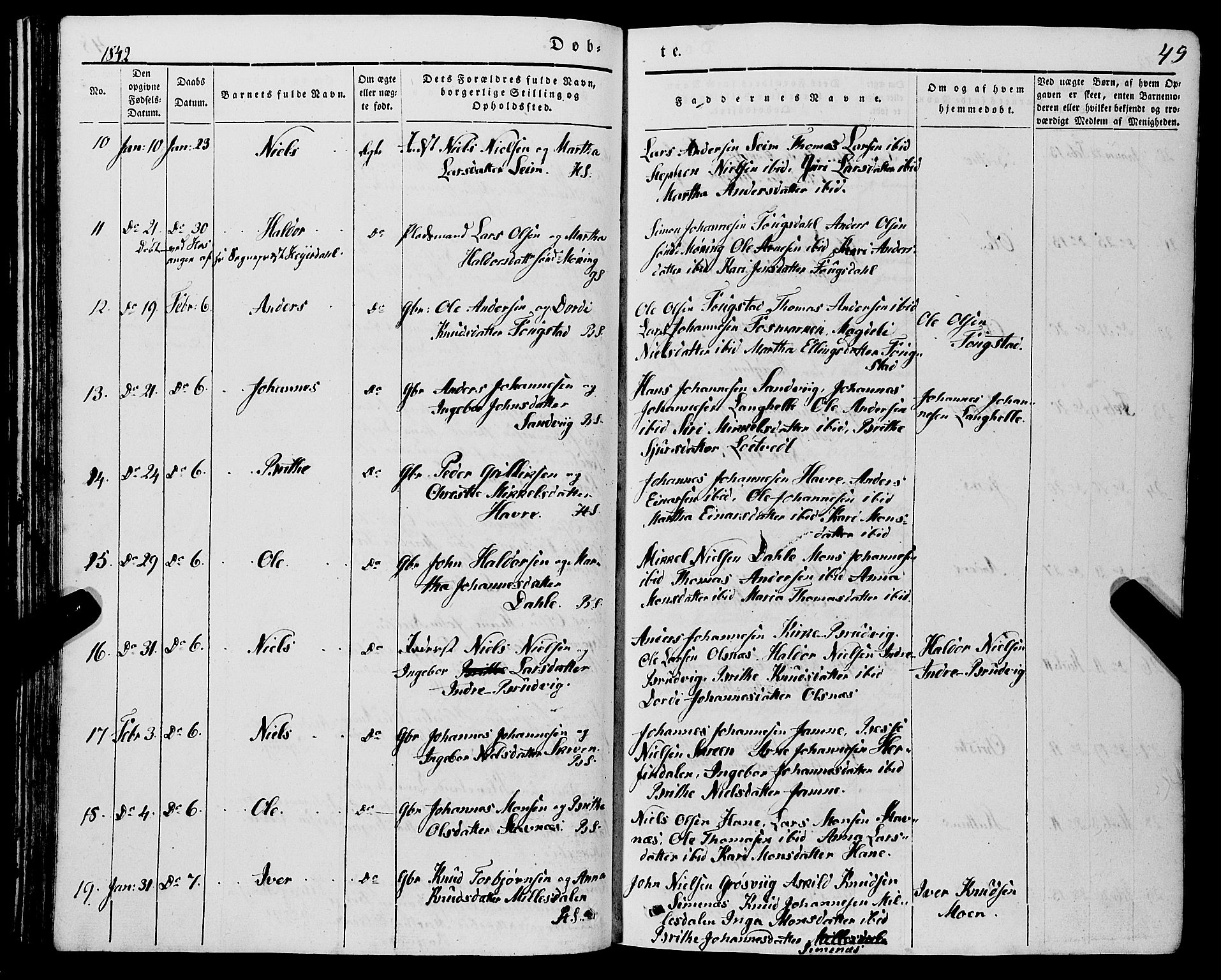 Haus sokneprestembete, SAB/A-75601/H/Haa: Parish register (official) no. A 15, 1838-1847, p. 49