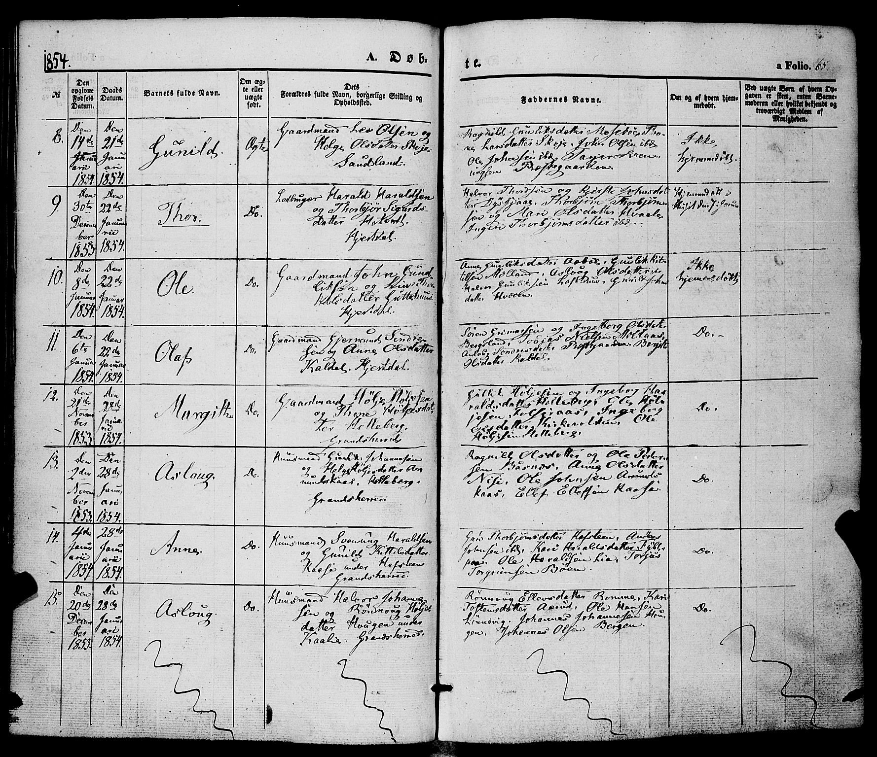 Hjartdal kirkebøker, SAKO/A-270/F/Fa/L0008: Parish register (official) no. I 8, 1844-1859, p. 65