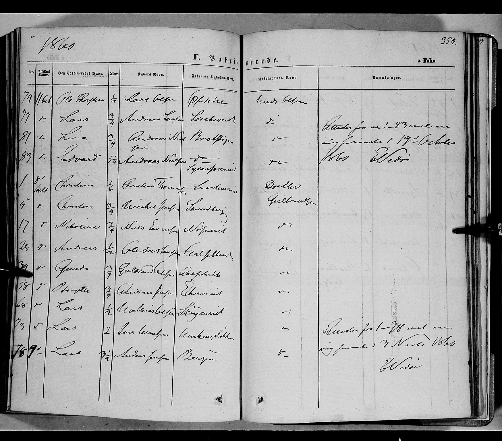 Biri prestekontor, SAH/PREST-096/H/Ha/Haa/L0005: Parish register (official) no. 5, 1843-1854, p. 350