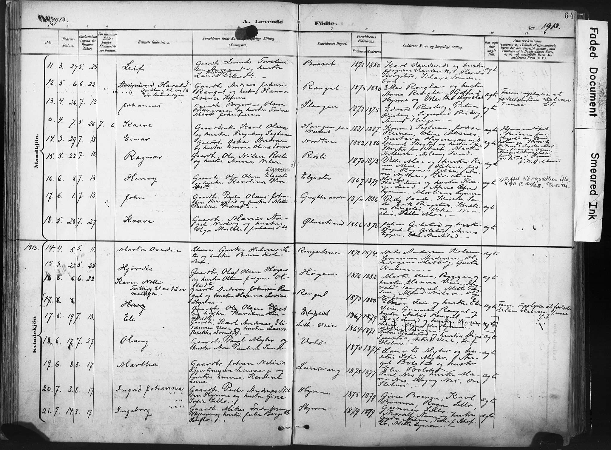 Ministerialprotokoller, klokkerbøker og fødselsregistre - Nord-Trøndelag, SAT/A-1458/717/L0162: Parish register (official) no. 717A12, 1898-1923, p. 64