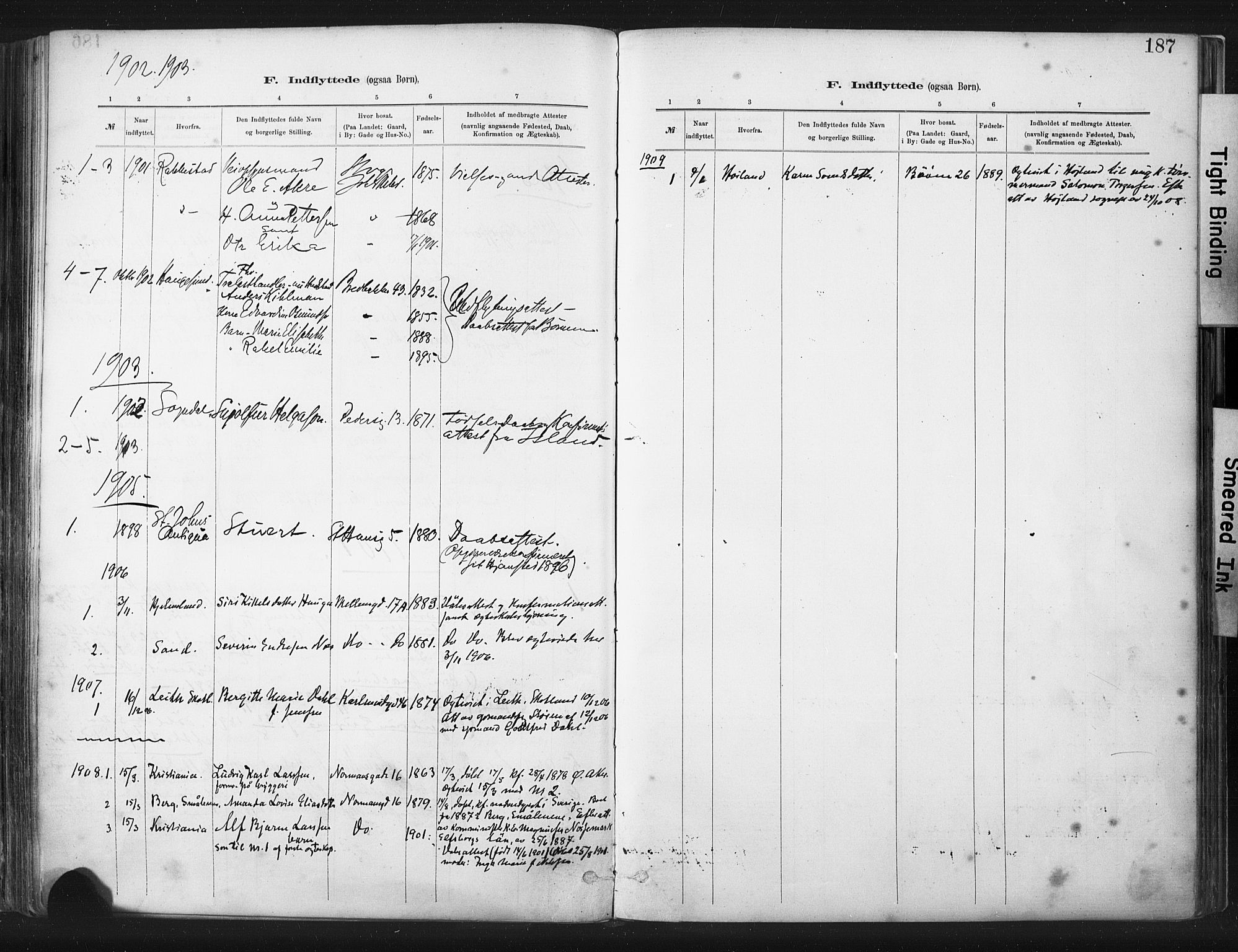 St. Johannes sokneprestkontor, SAST/A-101814/001/30/30BA/L0003: Parish register (official) no. A 3, 1885-1910, p. 187