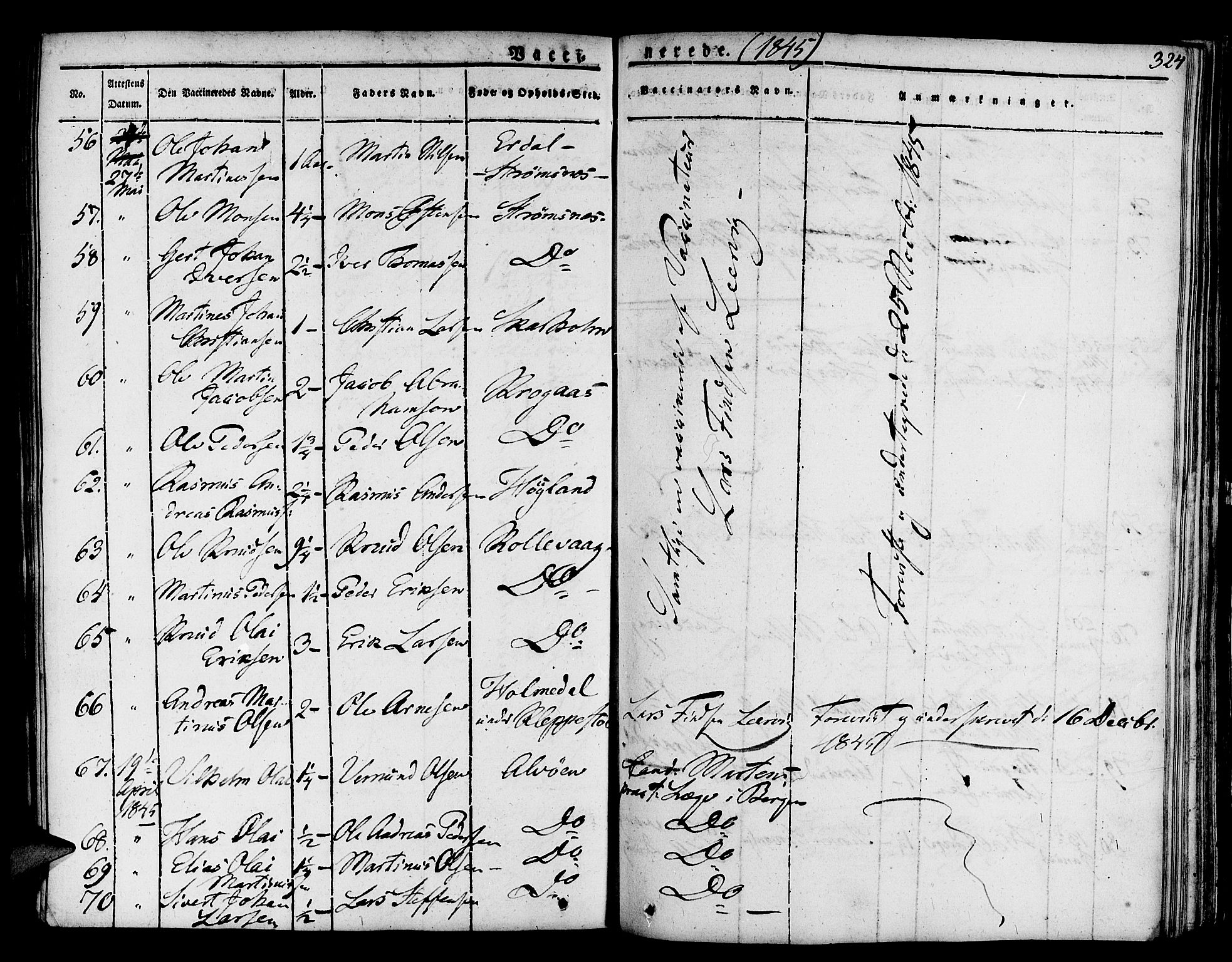 Askøy Sokneprestembete, AV/SAB-A-74101/H/Ha/Haa/Haaa/L0004: Parish register (official) no. A 4, 1825-1845, p. 324