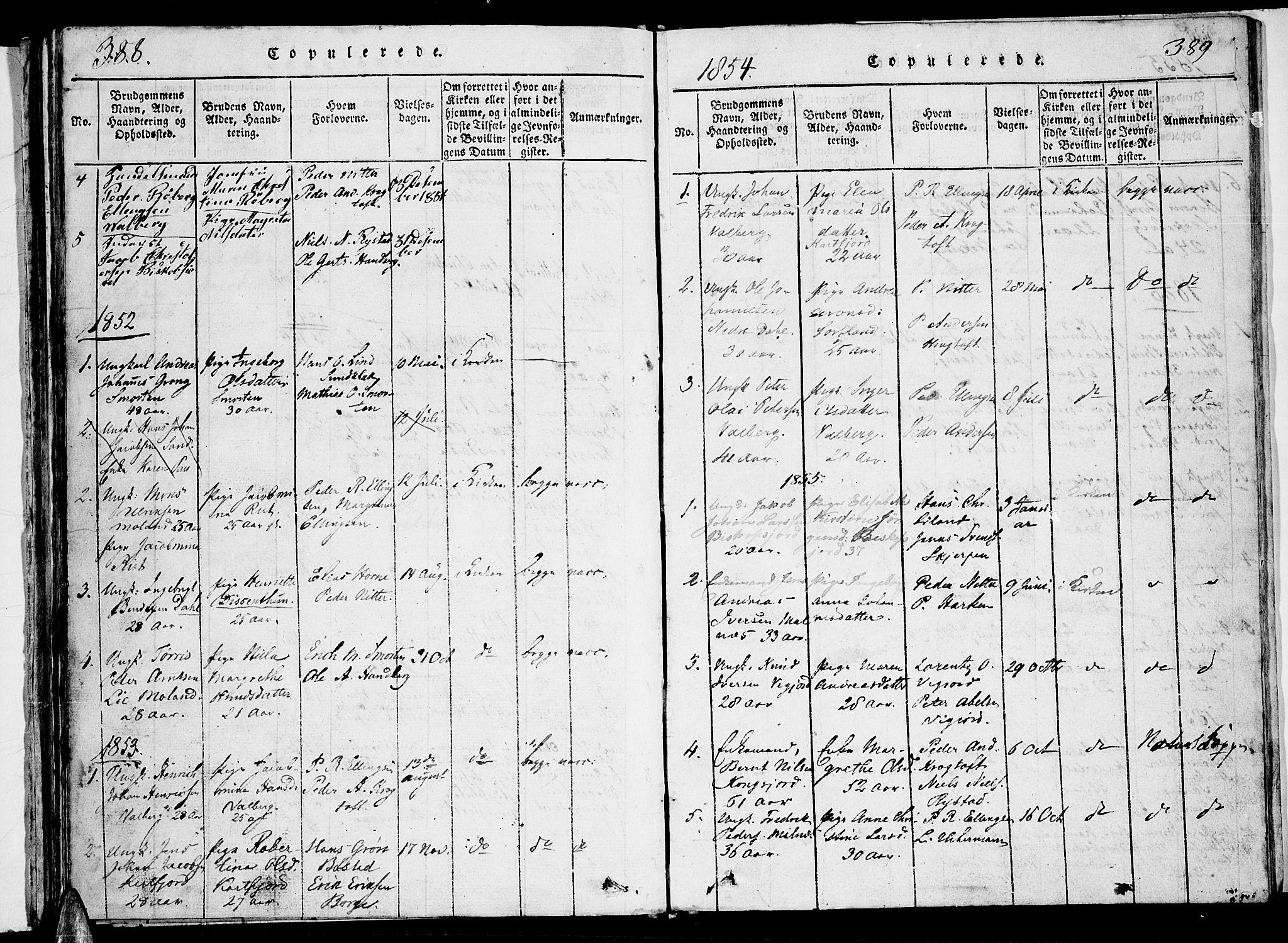 Ministerialprotokoller, klokkerbøker og fødselsregistre - Nordland, AV/SAT-A-1459/884/L1195: Parish register (copy) no. 884C01, 1837-1867, p. 388-389