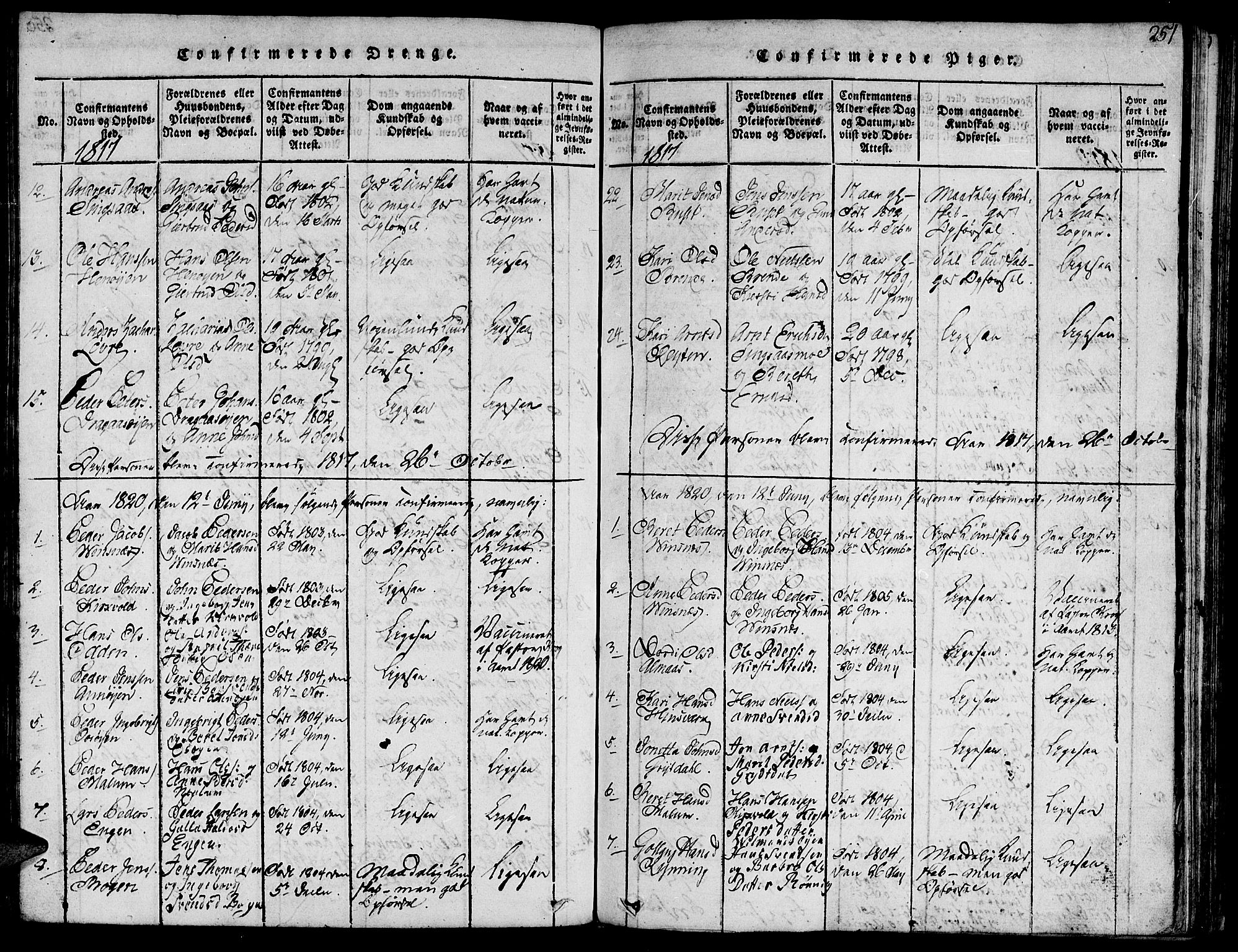 Ministerialprotokoller, klokkerbøker og fødselsregistre - Sør-Trøndelag, SAT/A-1456/685/L0955: Parish register (official) no. 685A03 /2, 1817-1829, p. 251