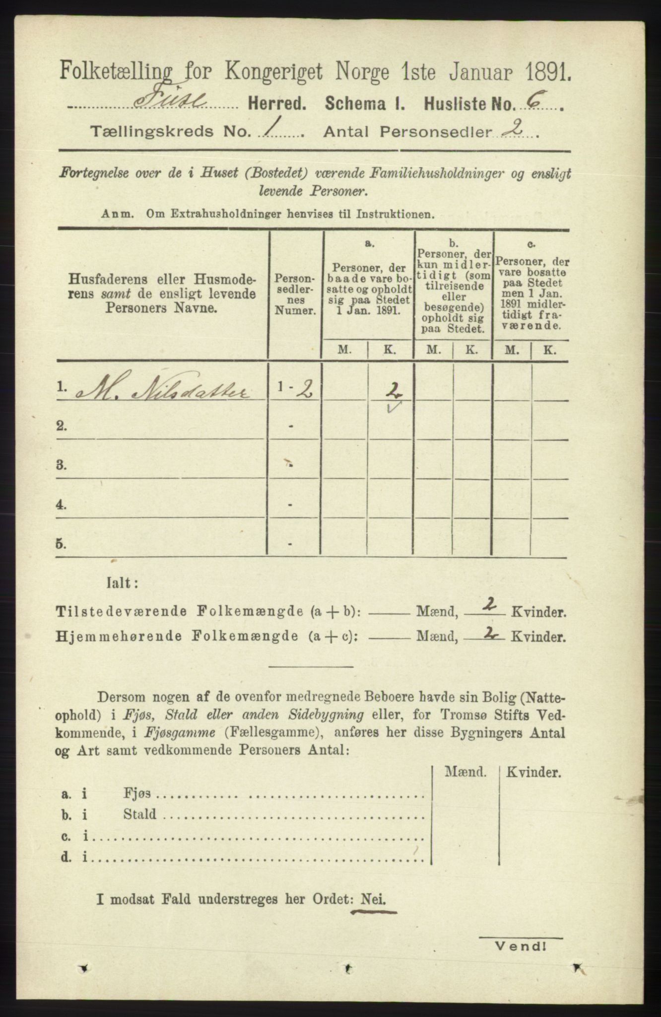 RA, 1891 census for 1241 Fusa, 1891, p. 47