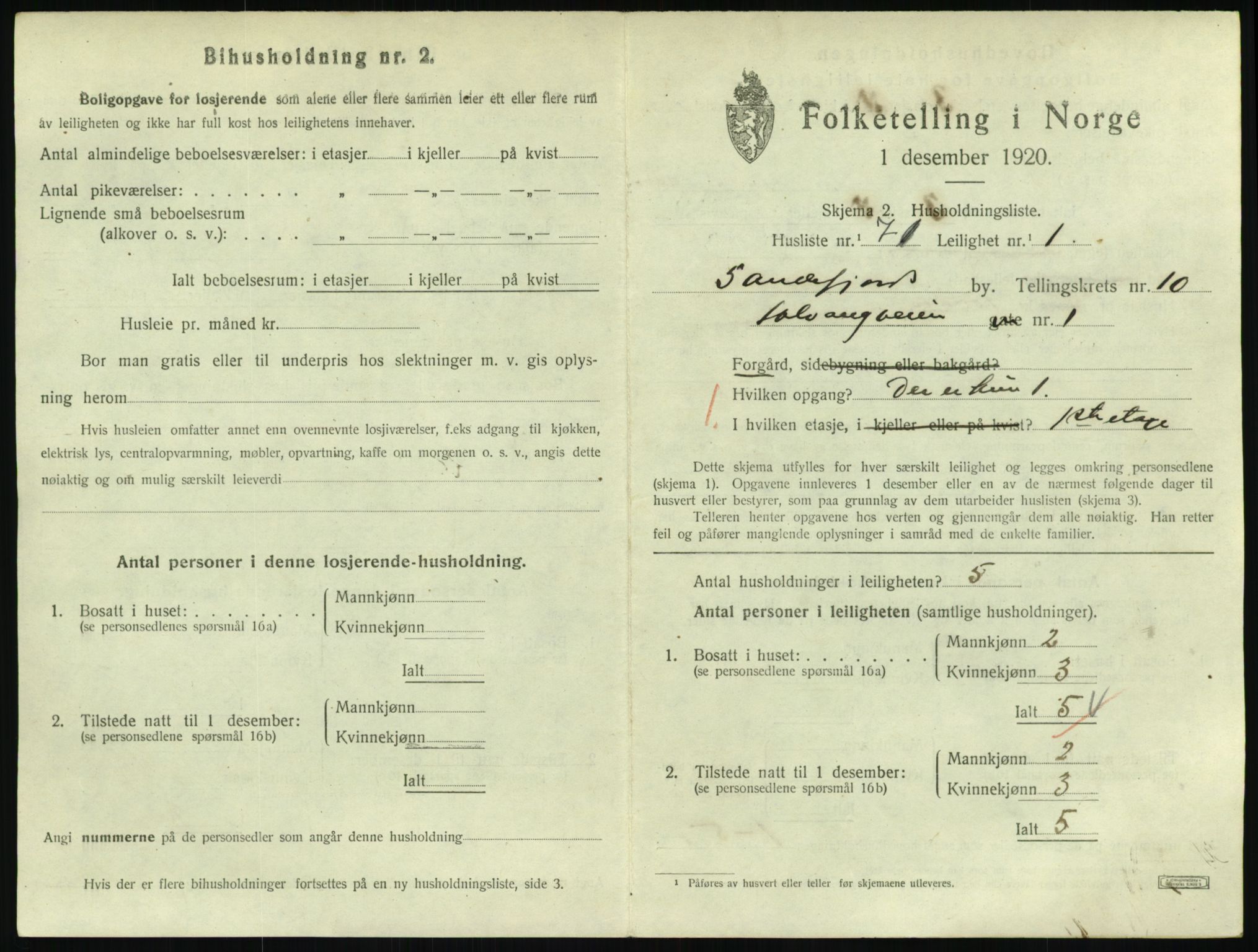 SAKO, 1920 census for Sandefjord, 1920, p. 4170