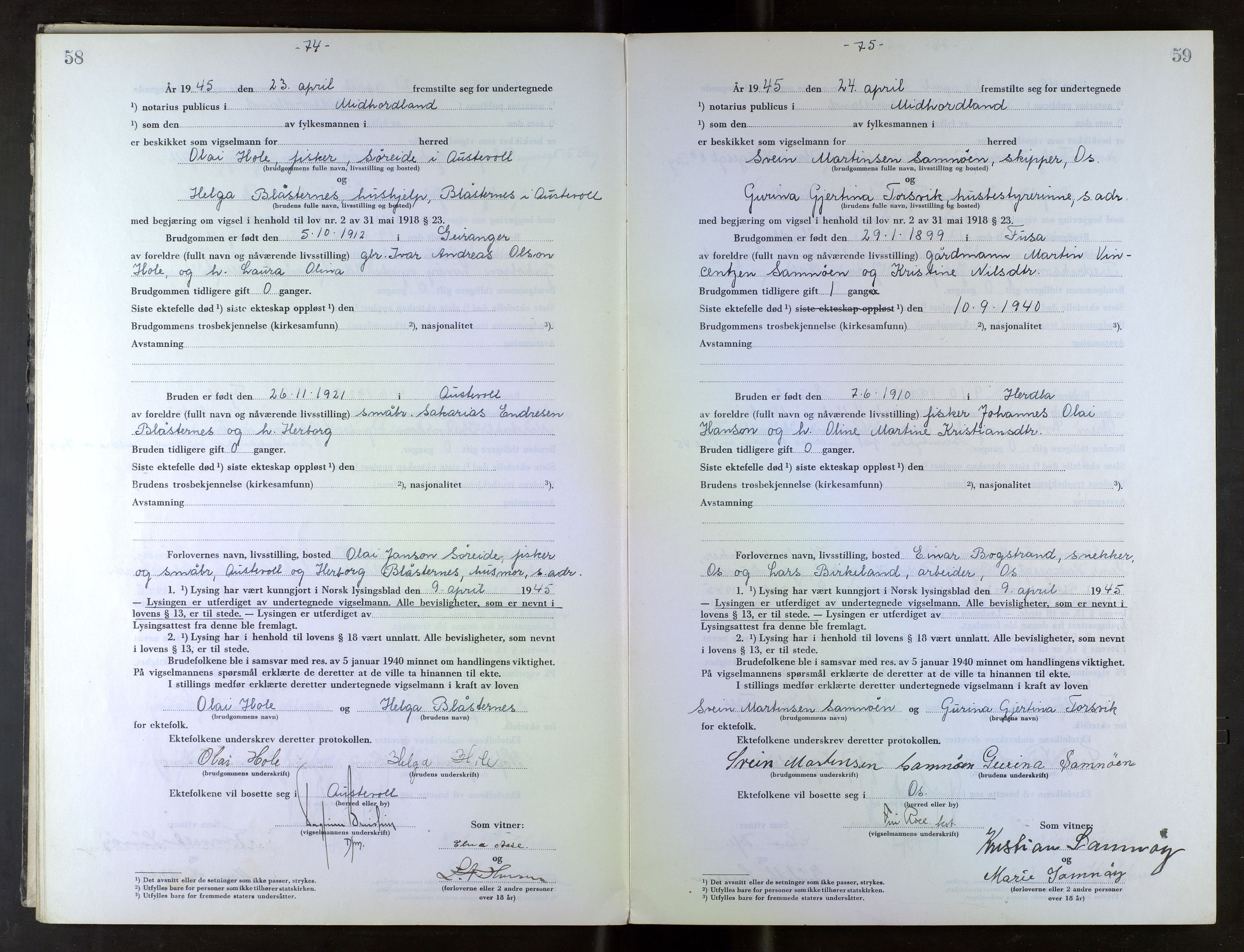 Midhordland sorenskriveri, AV/SAB-A-3001/1/M/Mc/Mca/L0007: Notarialbilag. Vigselbøker, 1945-1948, p. 58-59