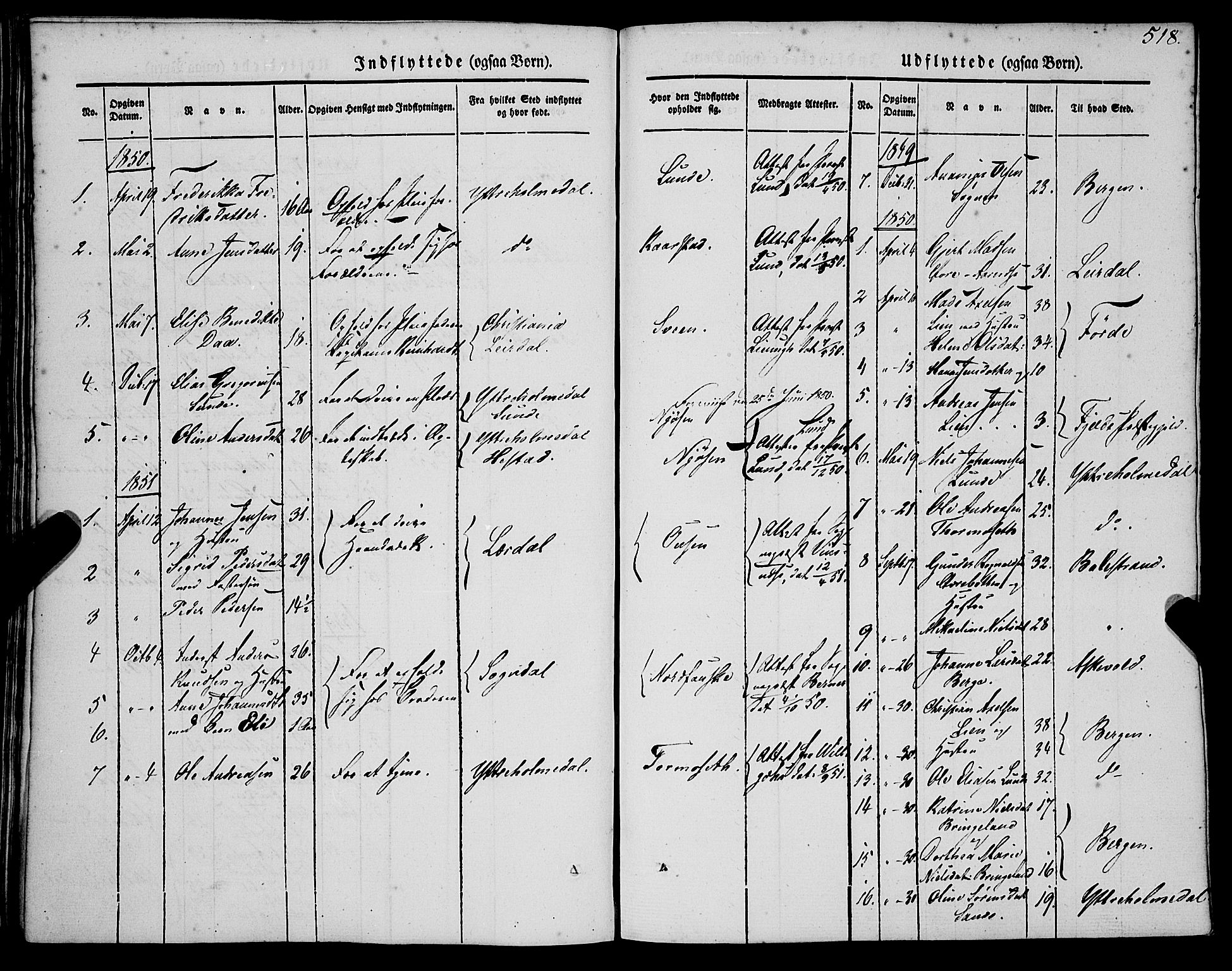 Gaular sokneprestembete, SAB/A-80001/H/Haa: Parish register (official) no. A 4II, 1841-1859, p. 518