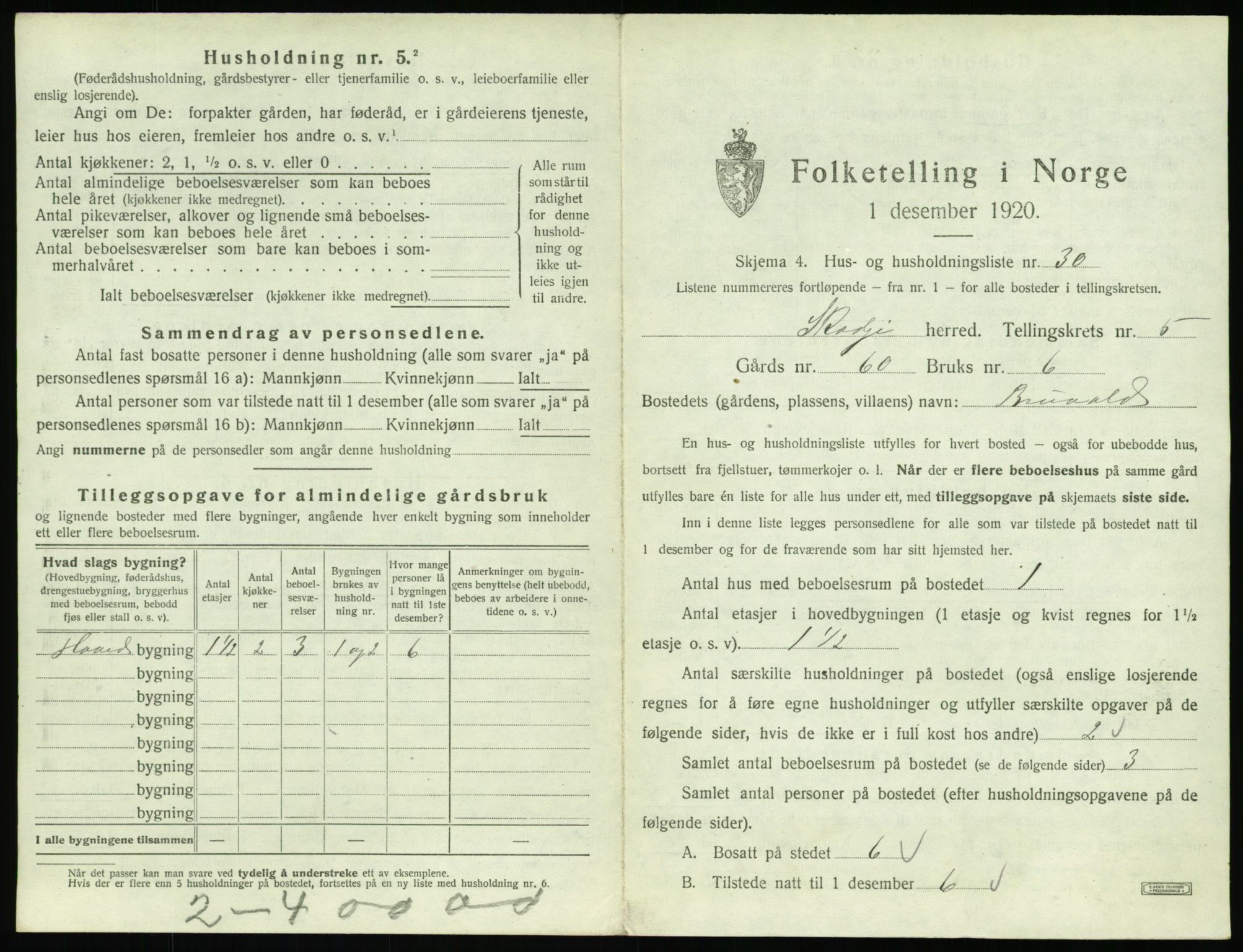 SAT, 1920 census for Skodje, 1920, p. 397