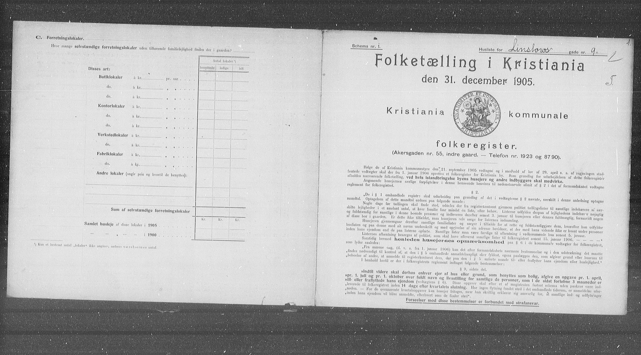 OBA, Municipal Census 1905 for Kristiania, 1905, p. 30364