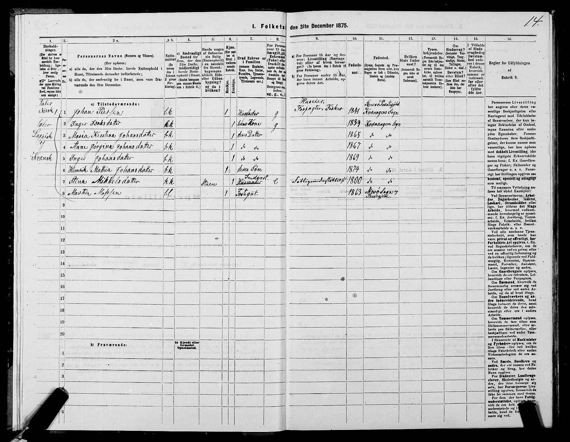 SATØ, 1875 census for 1941P Skjervøy, 1875, p. 2014