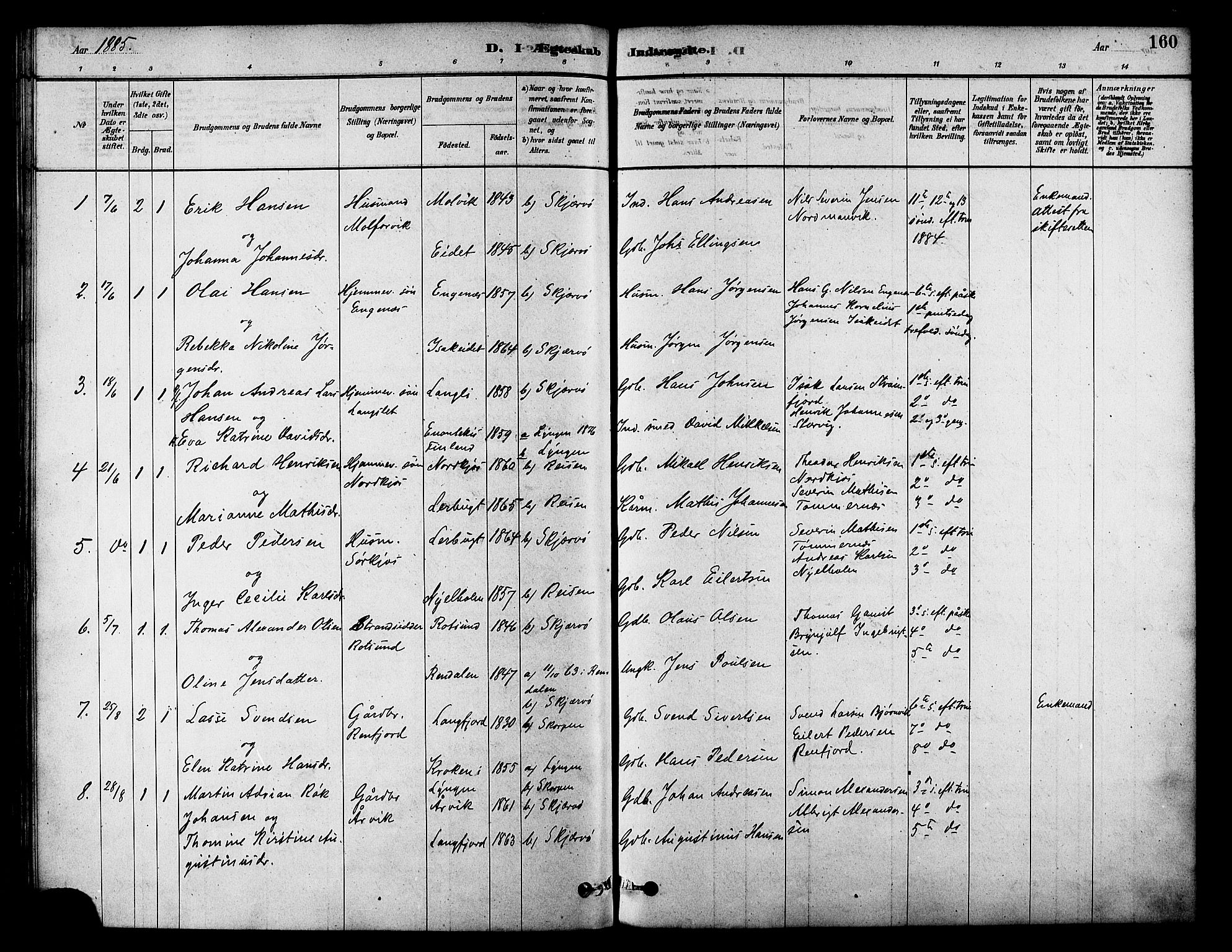 Skjervøy sokneprestkontor, SATØ/S-1300/H/Ha/Haa/L0009kirke: Parish register (official) no. 9, 1878-1887, p. 160