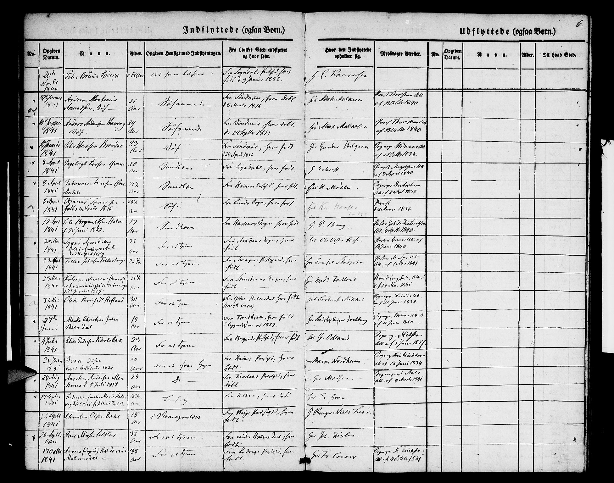 Nykirken Sokneprestembete, SAB/A-77101/H/Hab: Parish register (copy) no. F 1, 1837-1859, p. 6