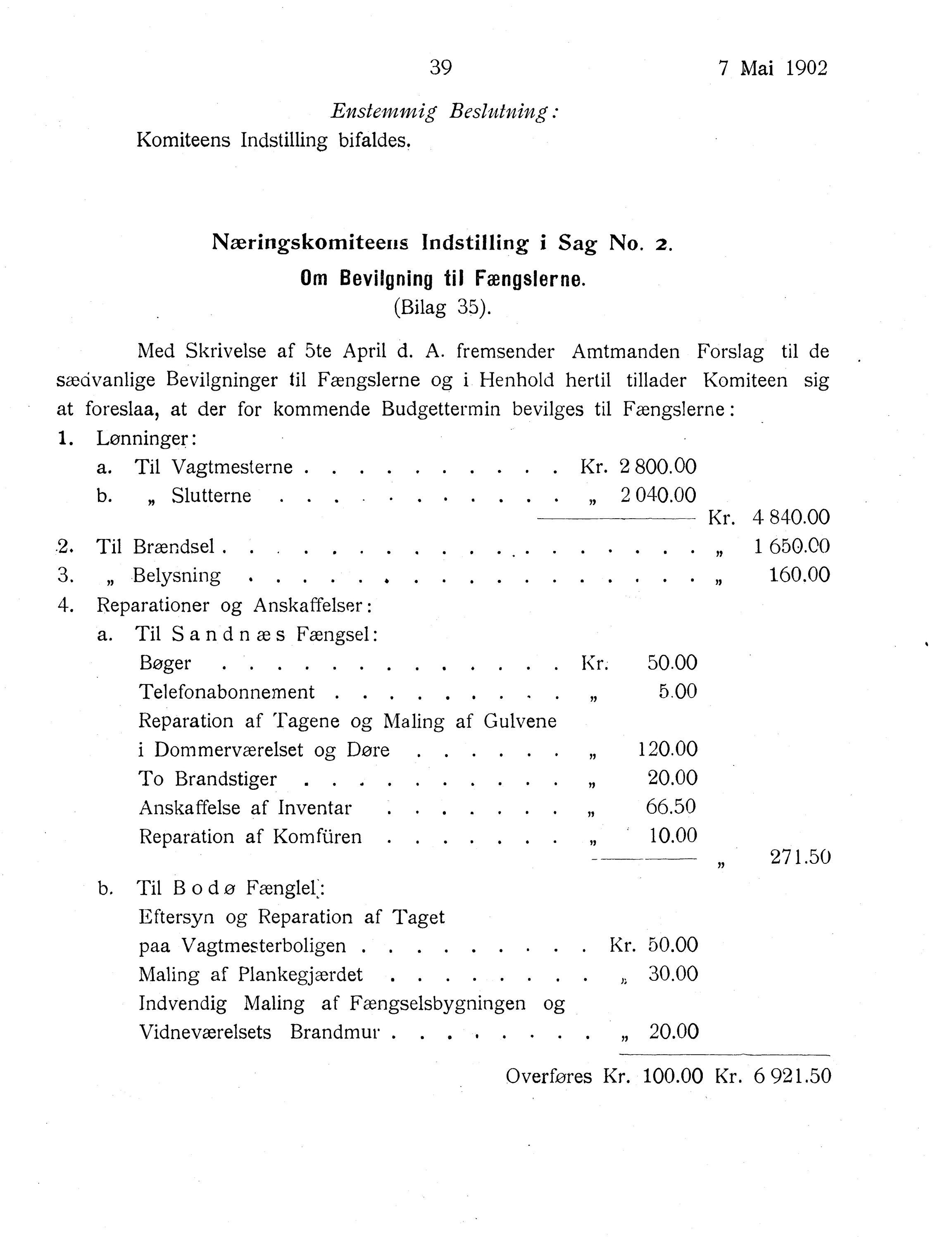 Nordland Fylkeskommune. Fylkestinget, AIN/NFK-17/176/A/Ac/L0025: Fylkestingsforhandlinger 1902, 1902