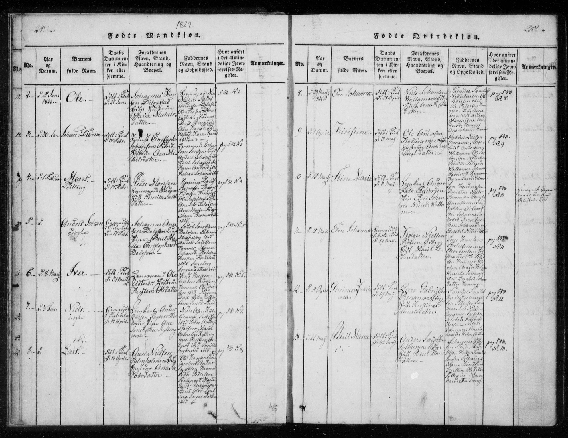 Ministerialprotokoller, klokkerbøker og fødselsregistre - Nordland, AV/SAT-A-1459/825/L0353: Parish register (official) no. 825A07, 1820-1826, p. 24-25