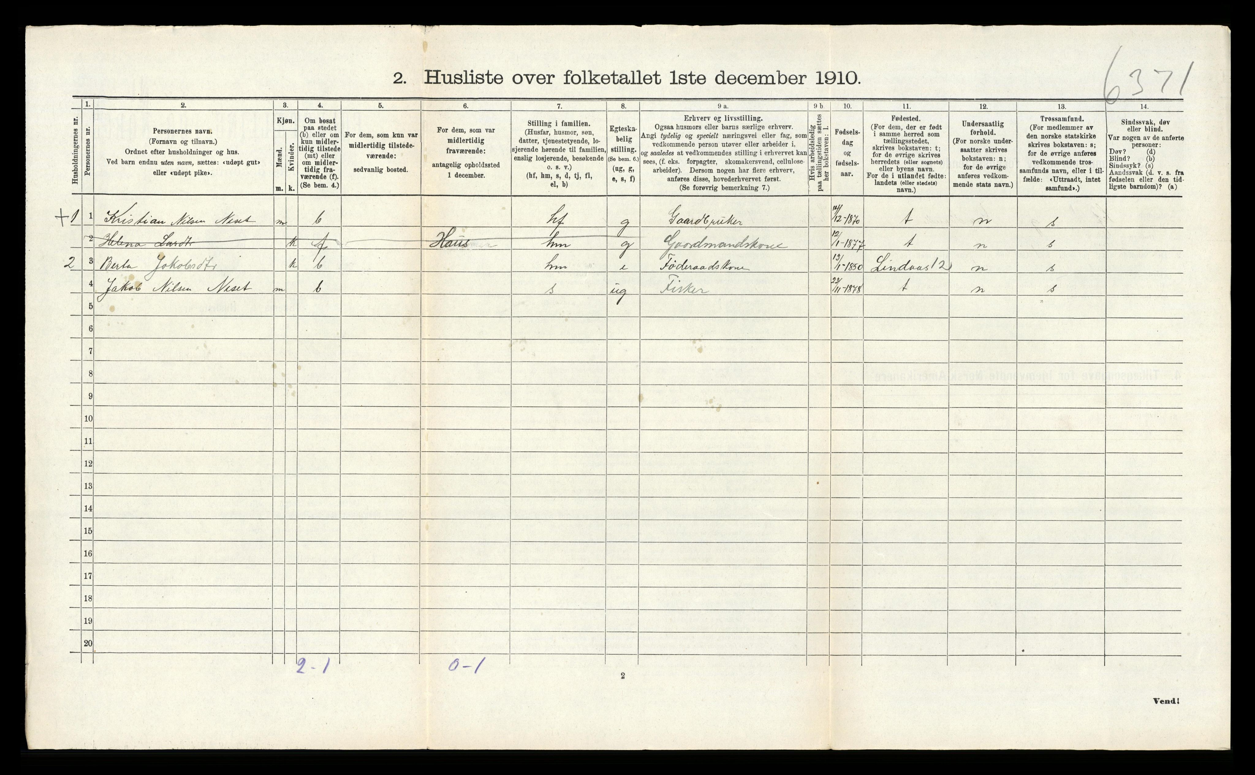 RA, 1910 census for Alversund, 1910, p. 1065