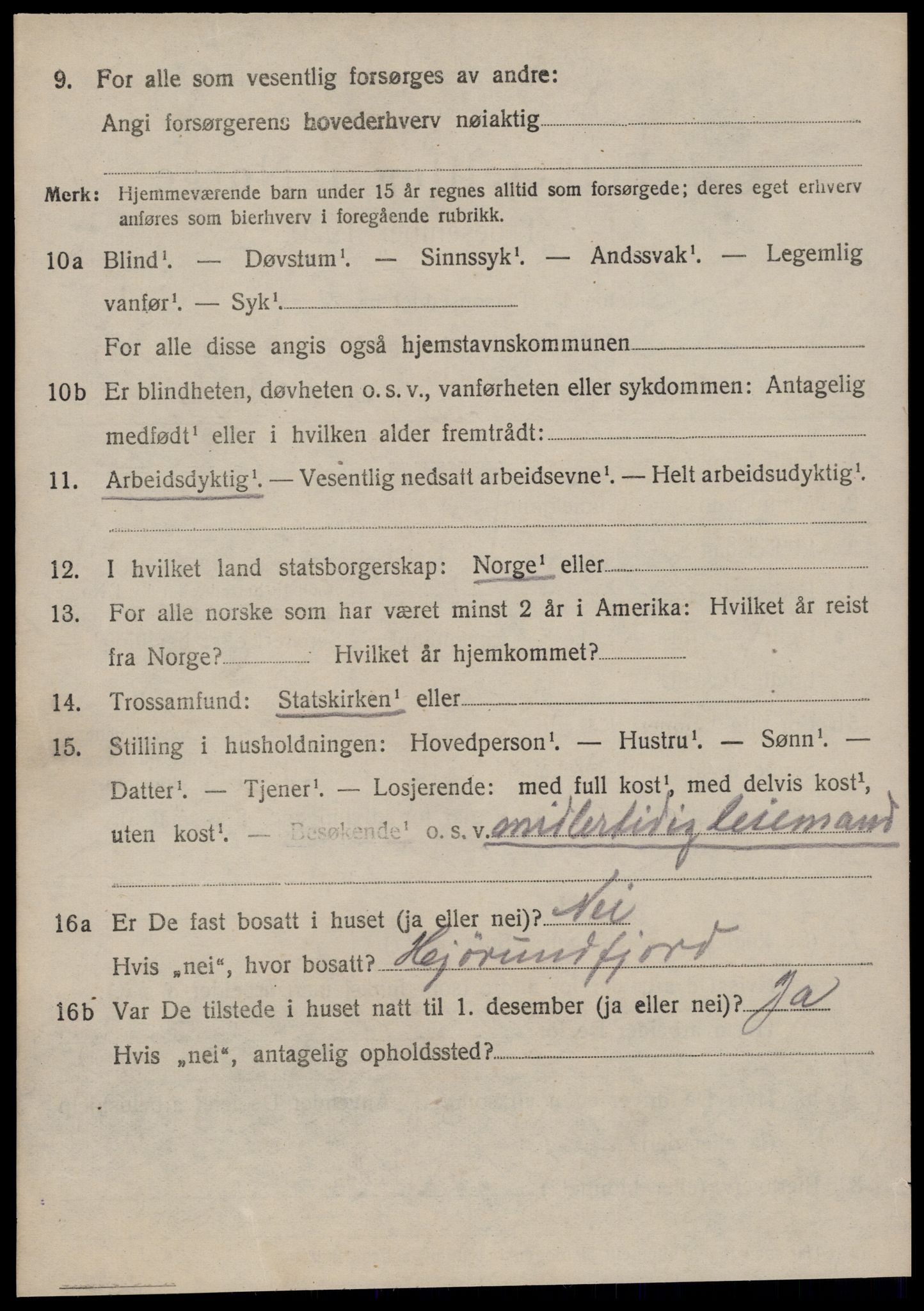 SAT, 1920 census for Stordal, 1920, p. 837