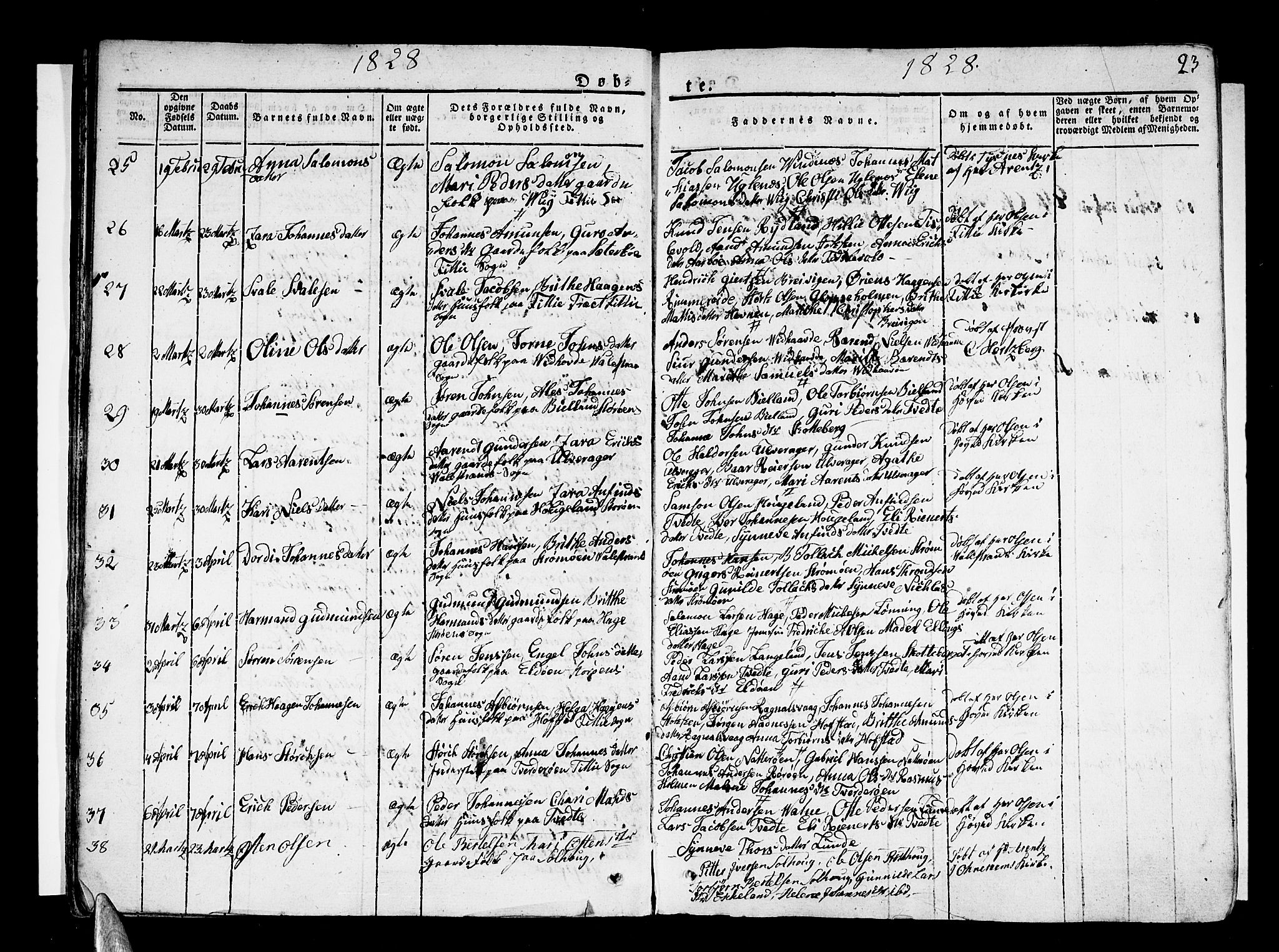 Stord sokneprestembete, AV/SAB-A-78201/H/Haa: Parish register (official) no. A 6, 1826-1840, p. 23